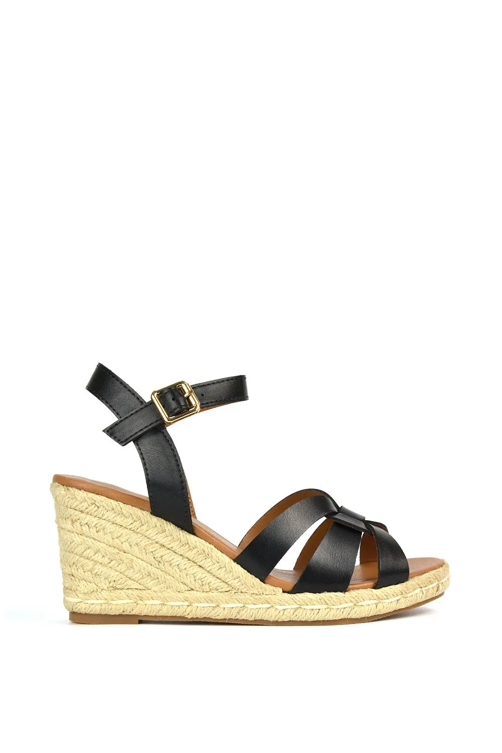 'Aisling' Strappy Espadrille Mid Heel Sandal Wedges