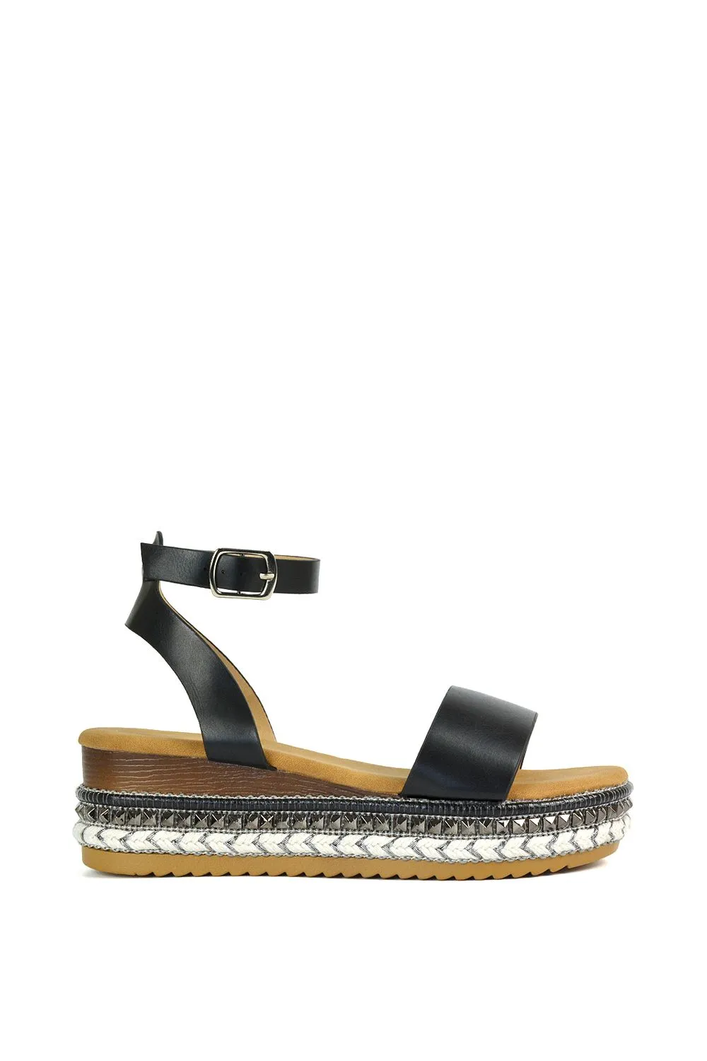 'Chantelle' Platform Chunky Wedge Flatform Sandals With Ankle Strap
