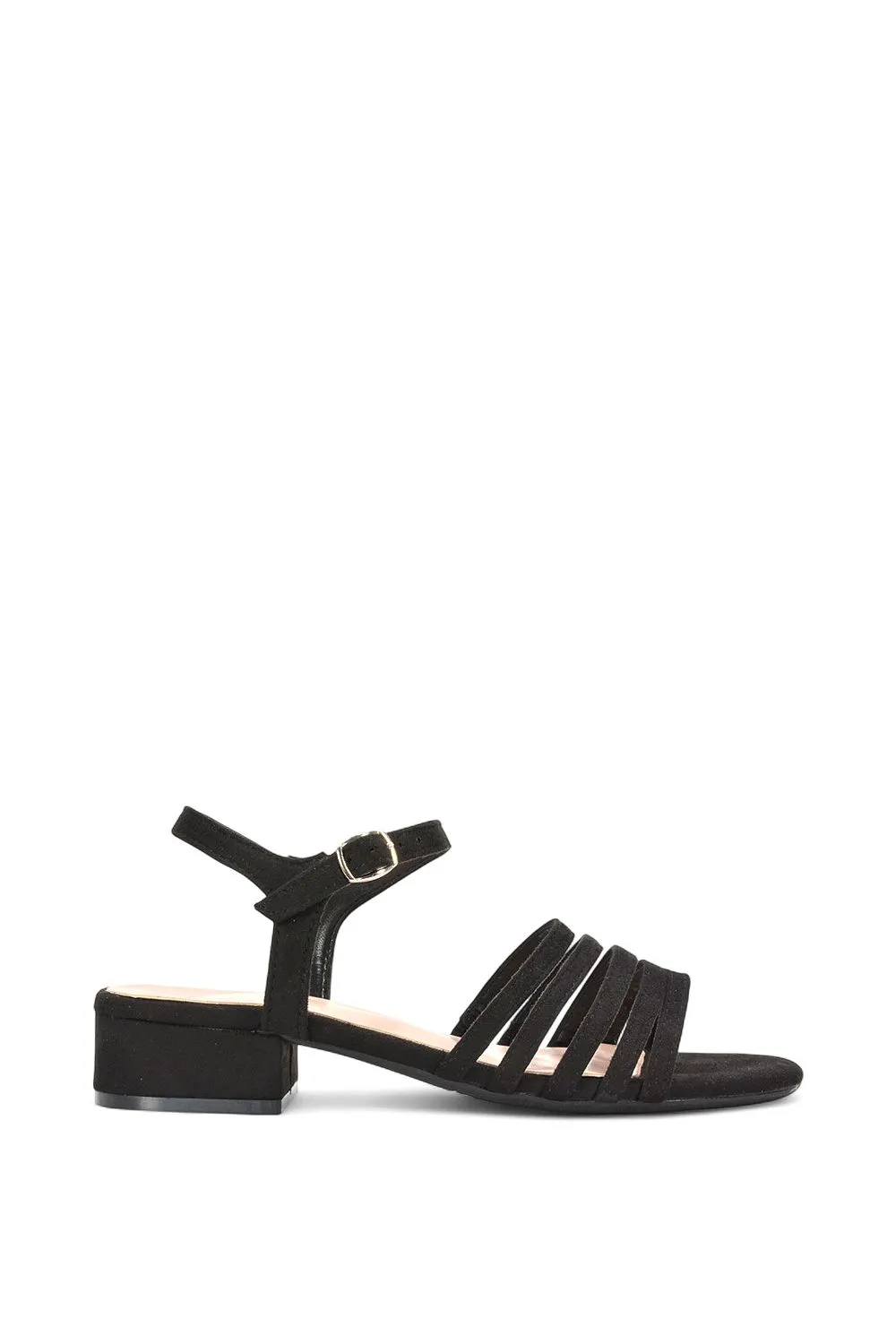 'Katie' Low Heel Open Toe Sandals With Ankle Strap