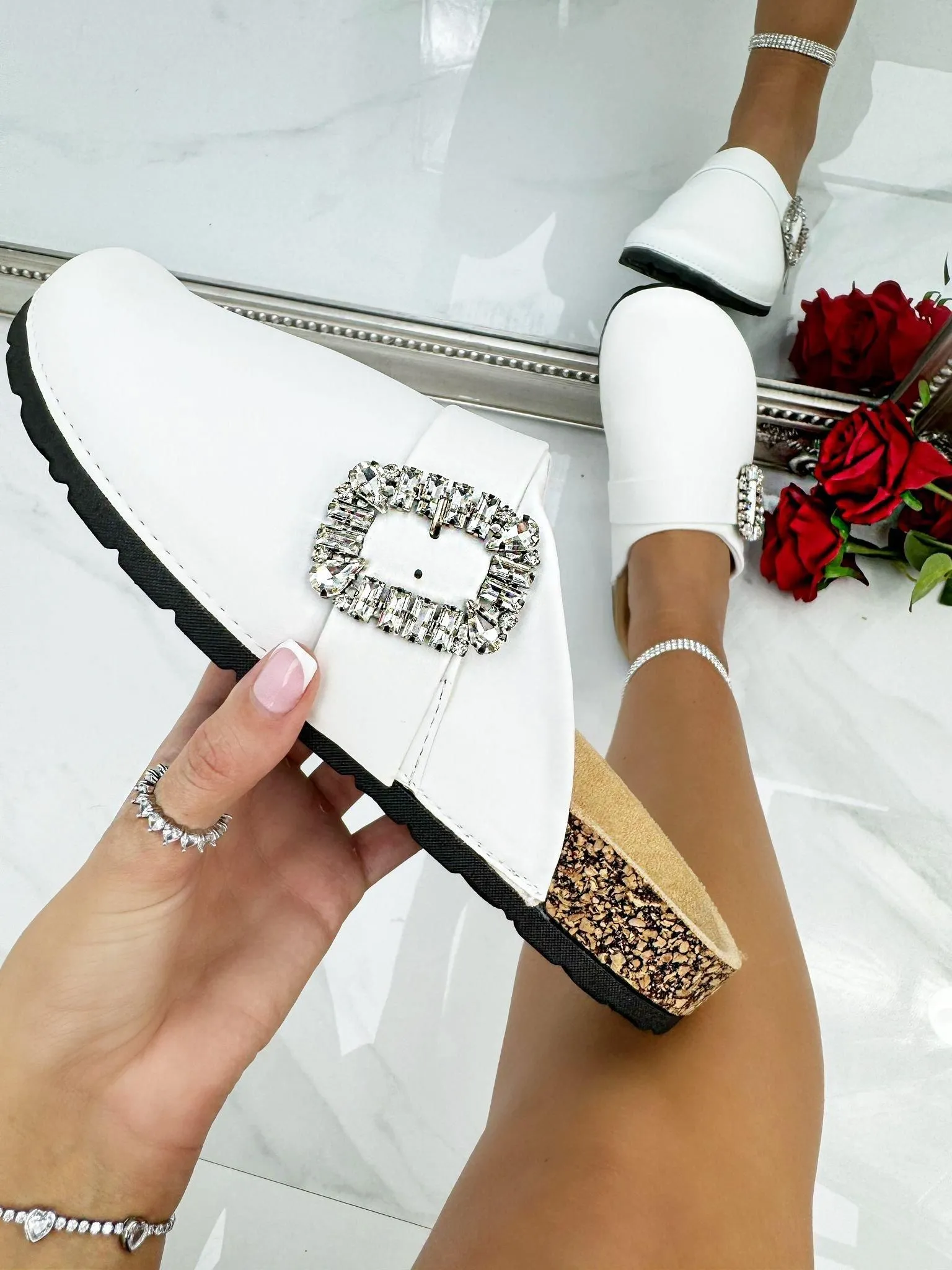 Crystal Buckle Clogs