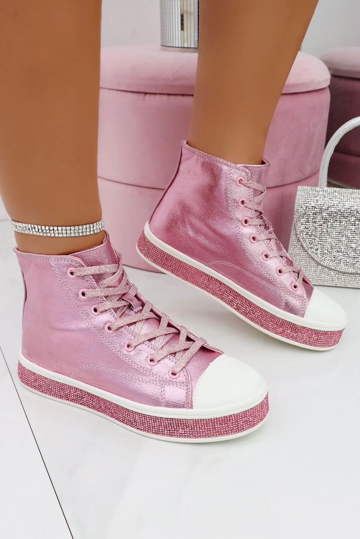 Crystal Canvas High Top Trainers