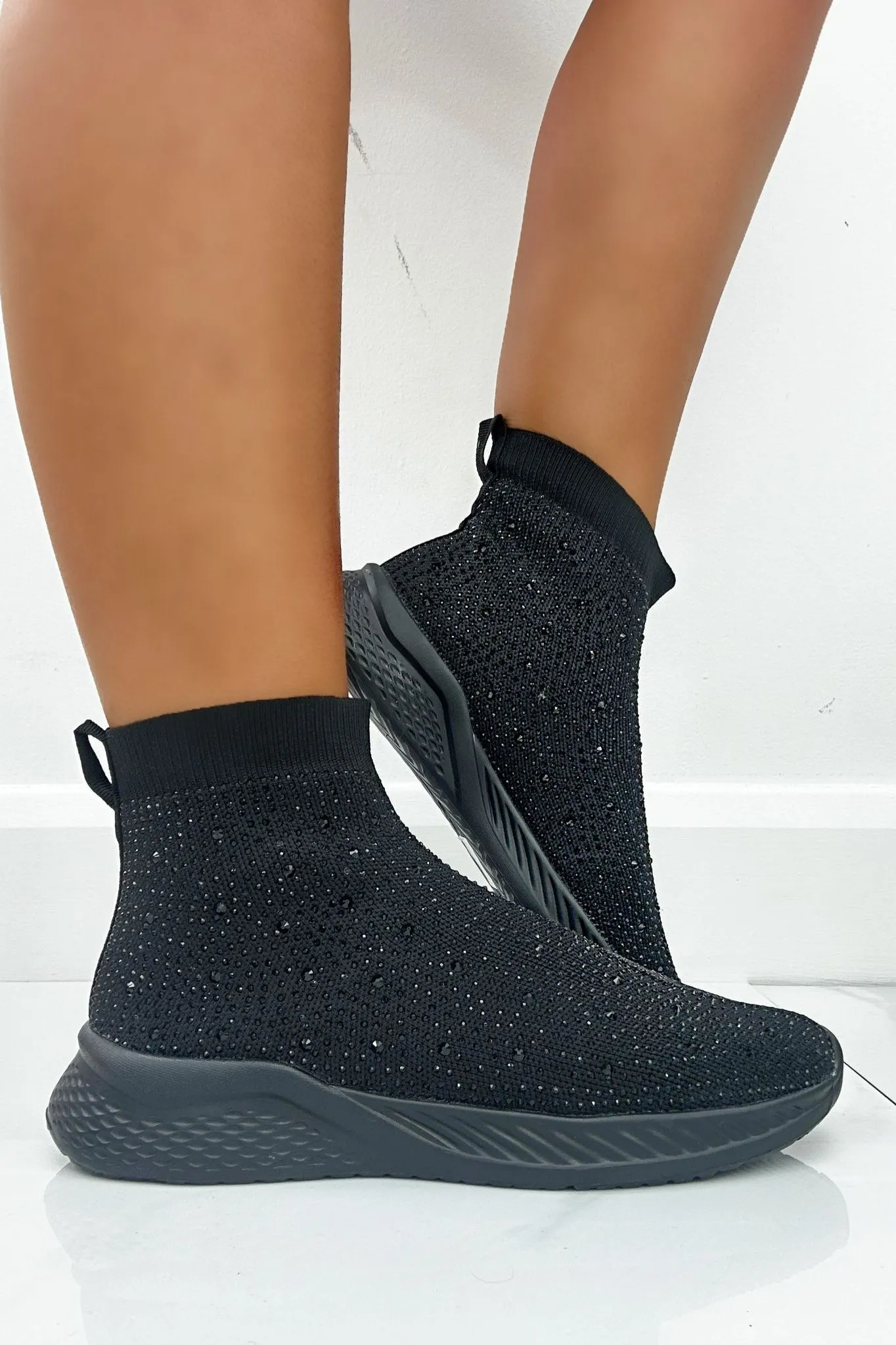 Crystal Knitted Stretch Sock Trainers