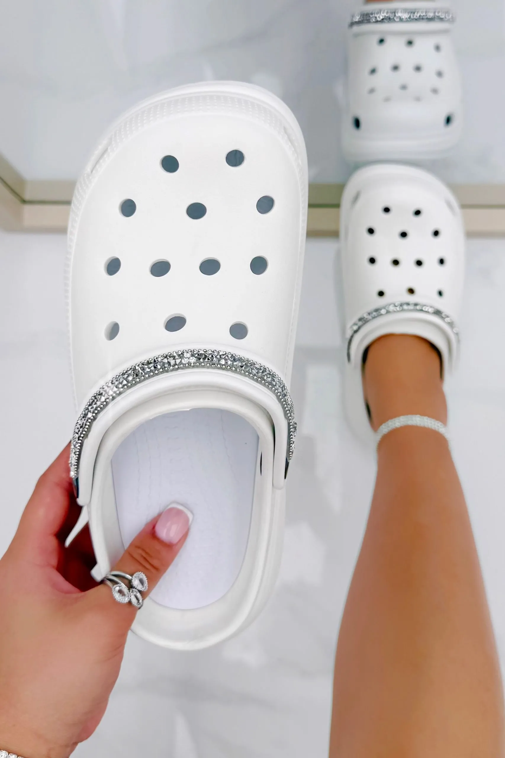 Crystal Strap Platform Crox Clogs