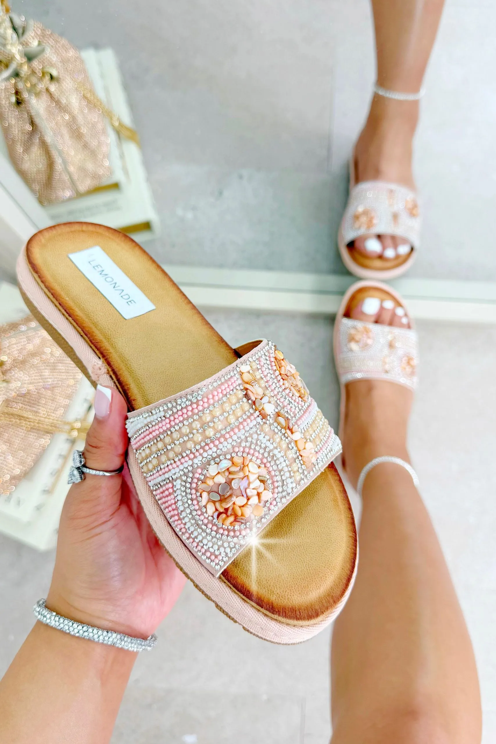 Sparkly Gemstone and Pearl Sliders