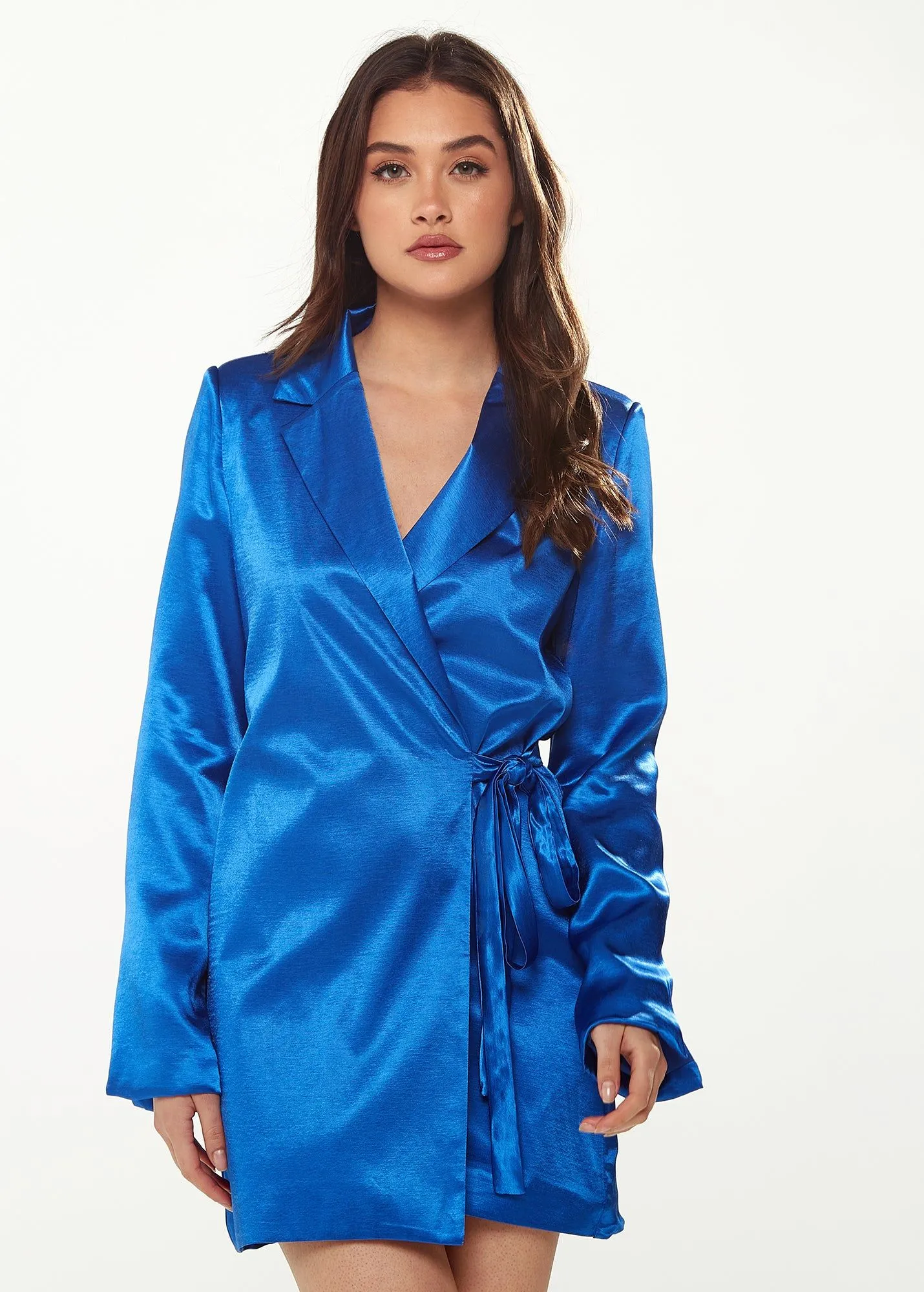 Liquorish Satin Blazer Wrap Dress