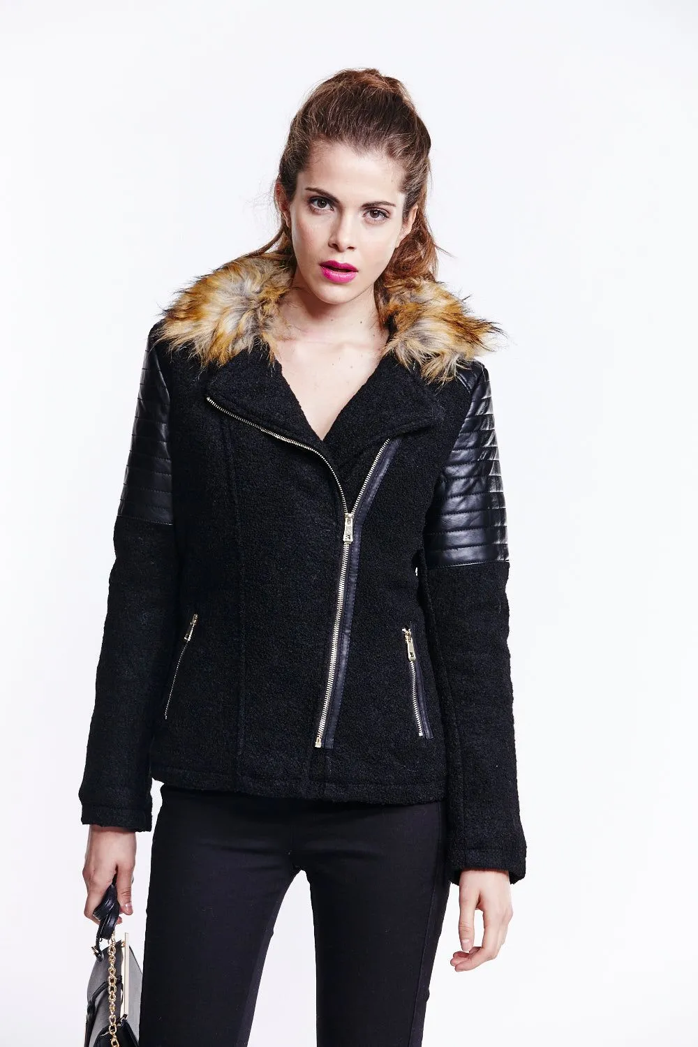 Black Wool Biker Jacket