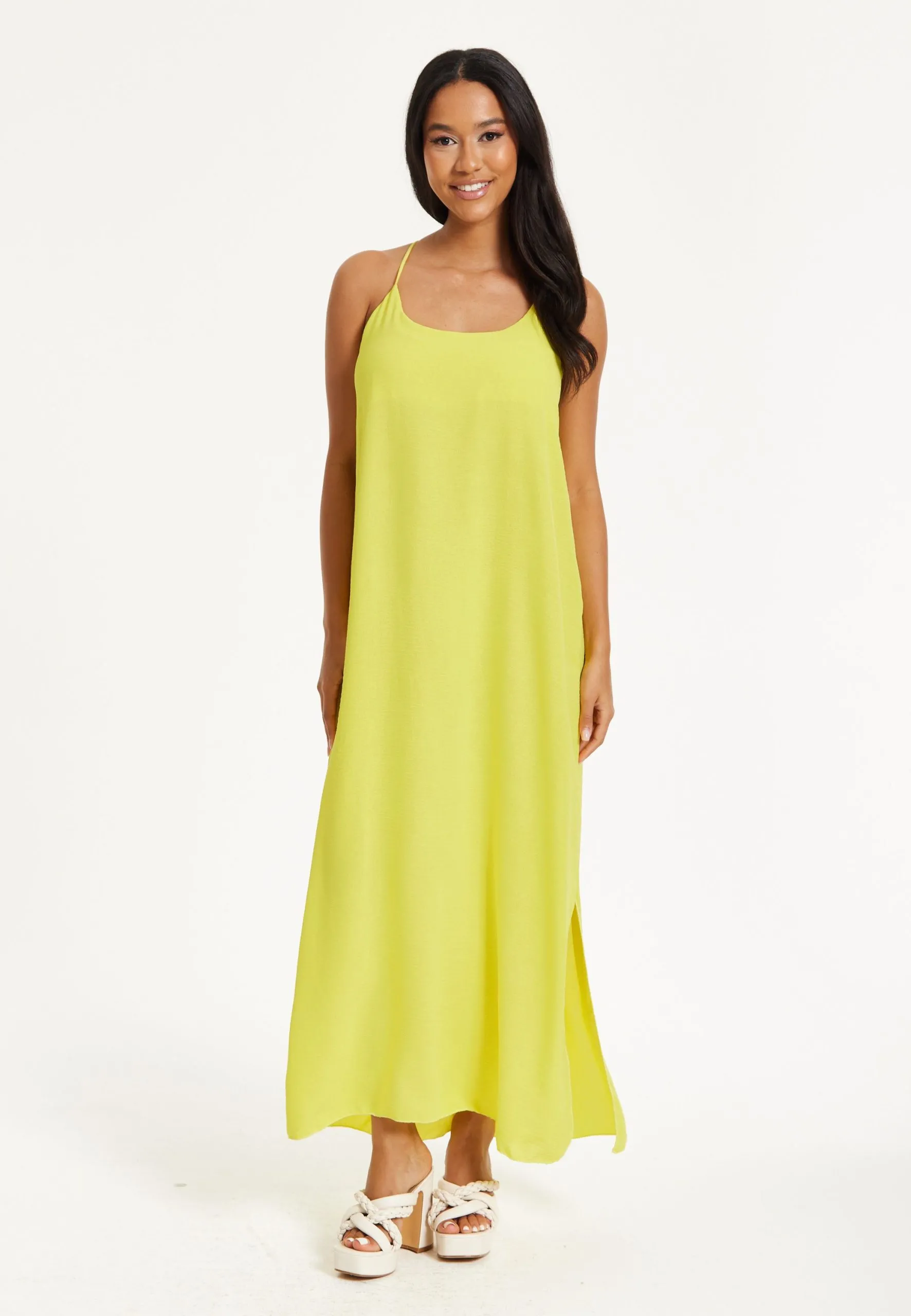 Yellow Cross-Back Maxi Dress