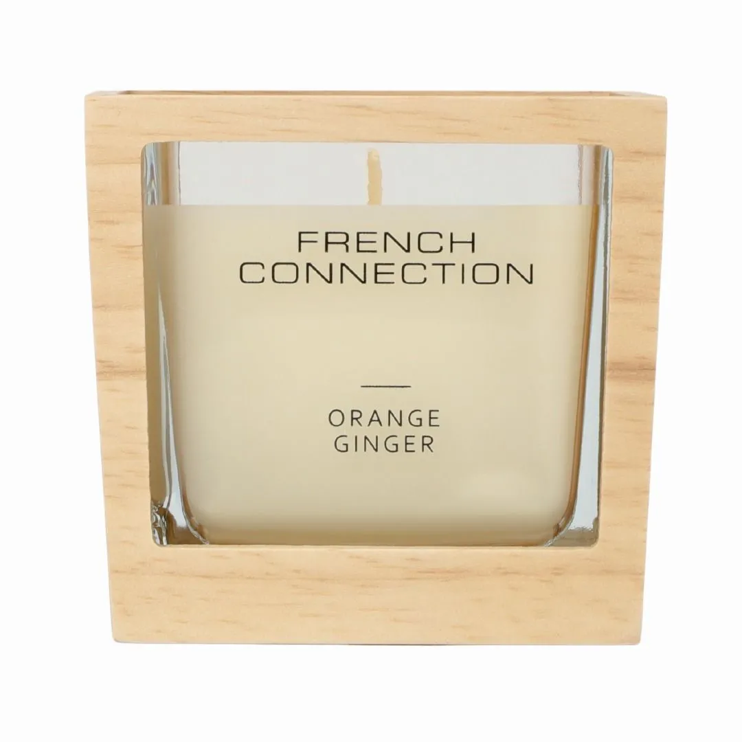 Orange & Ginger Candle with Natural Wooden Surround Luxury Gift