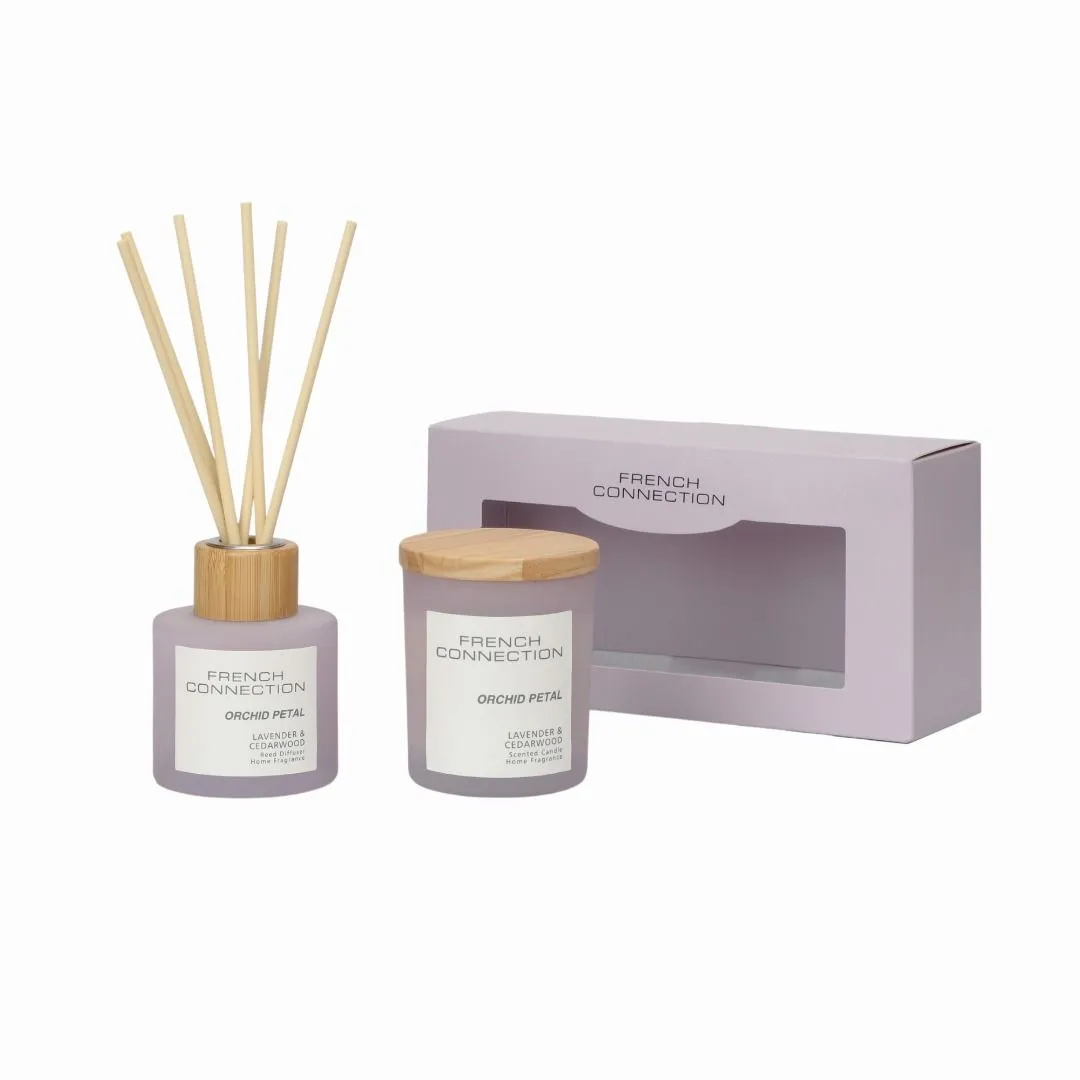 Orchid Petal 130G Candle and 100ML Reed Diffuser Gift Set Pastel Range