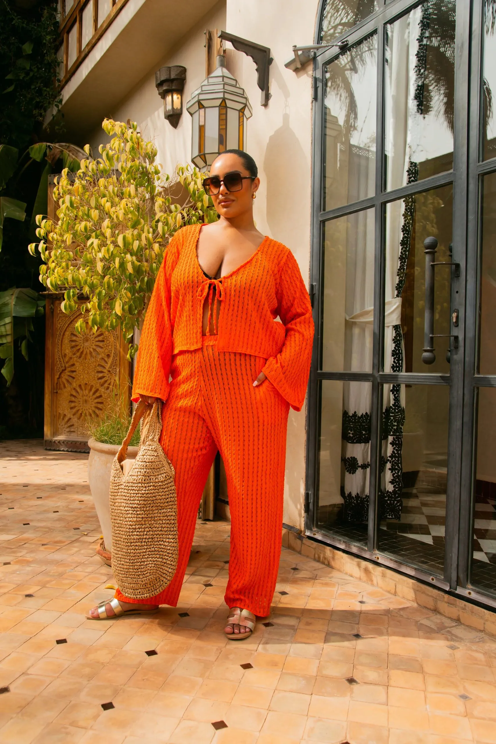 Curve Wide Leg Crochet Resort Trouser