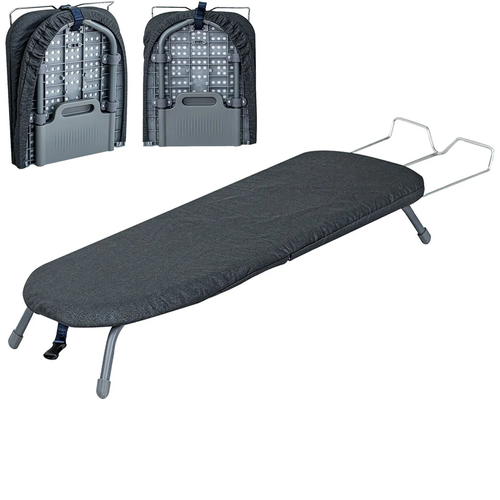 Grey Foldable Table Top Ironing Board with Cover Iron Rest