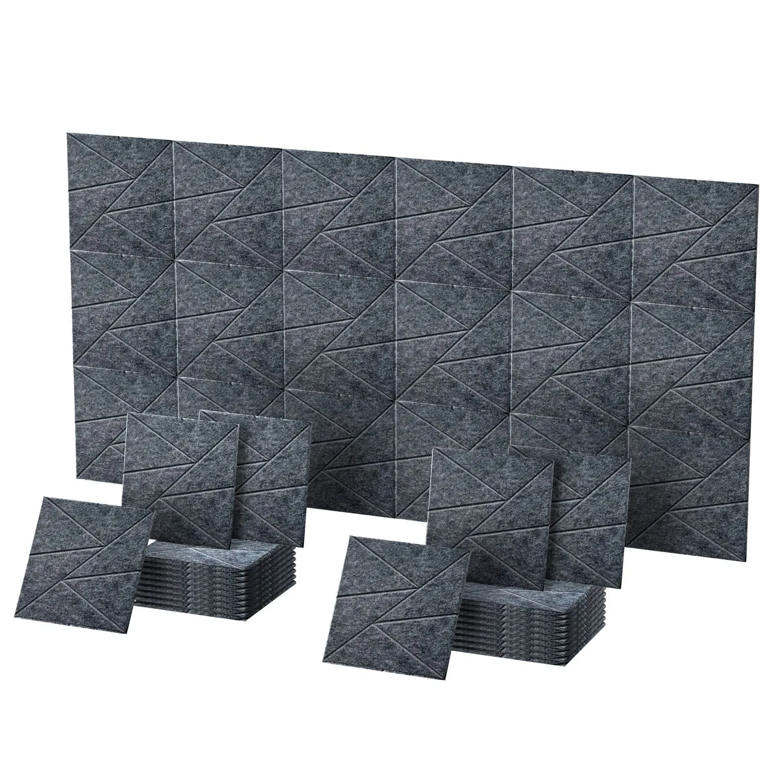 12 x Dark Grey Square Self Adhesive Acoustic Wall Panels
