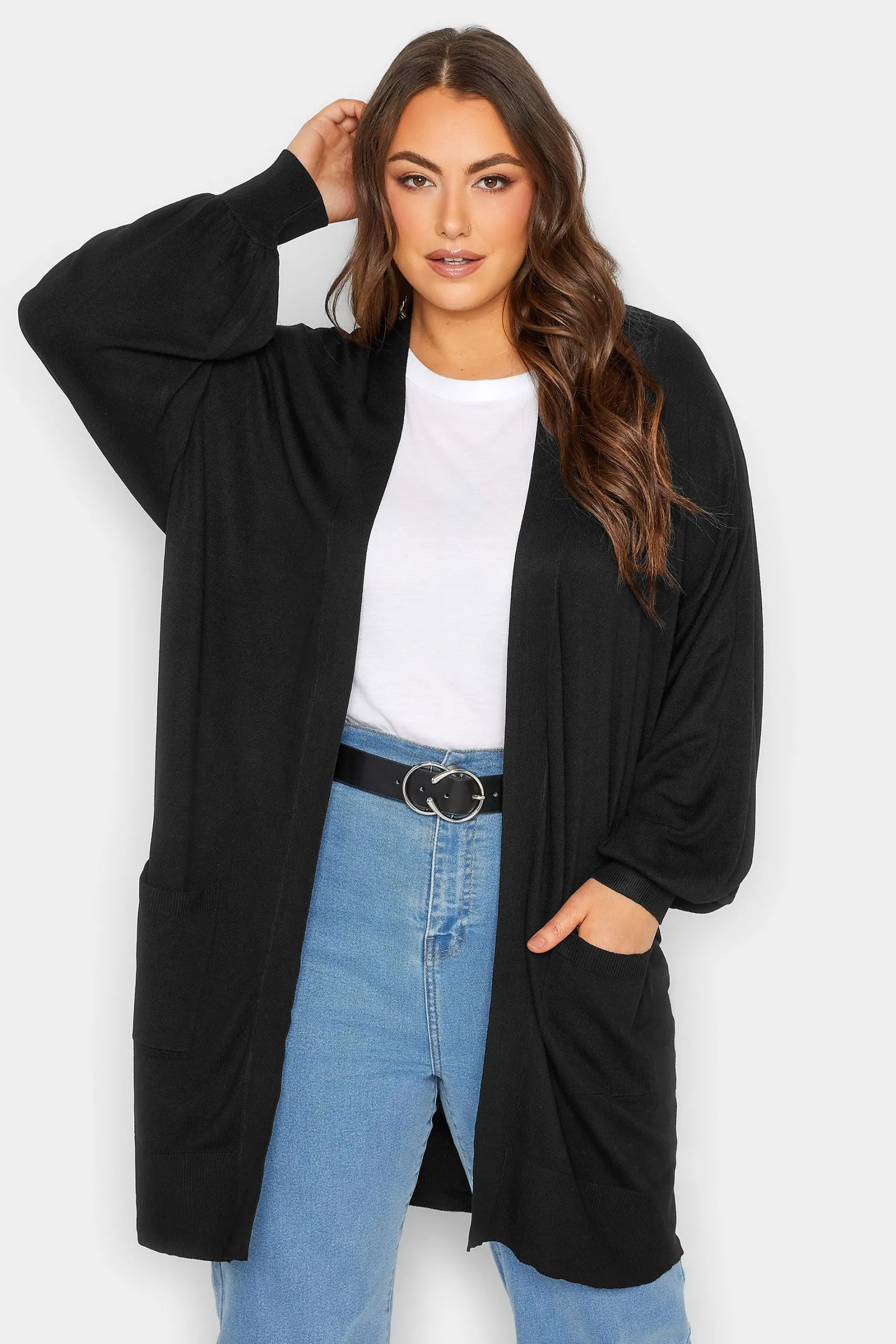Balloon Sleeve Fine Knit Cardigan