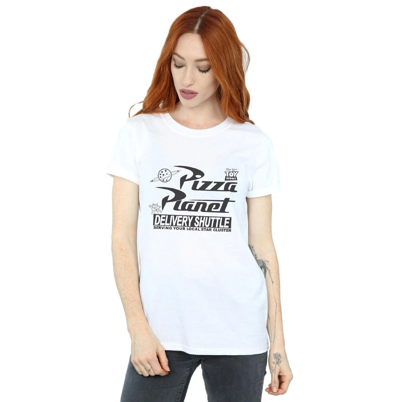 Pizza Planet Cotton Logo Boyfriend T-Shirt