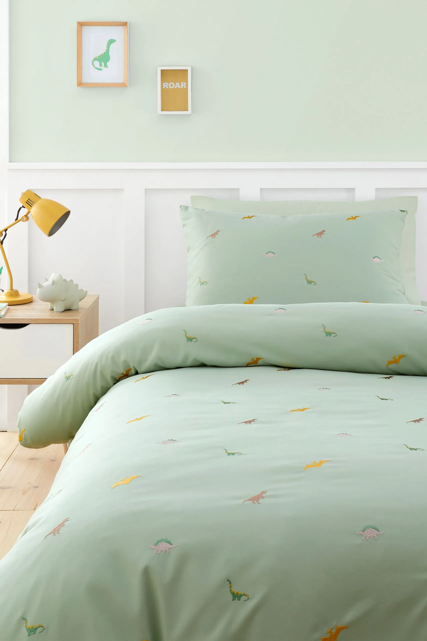 'Embroidered Dinosaur' Duvet Cover Set