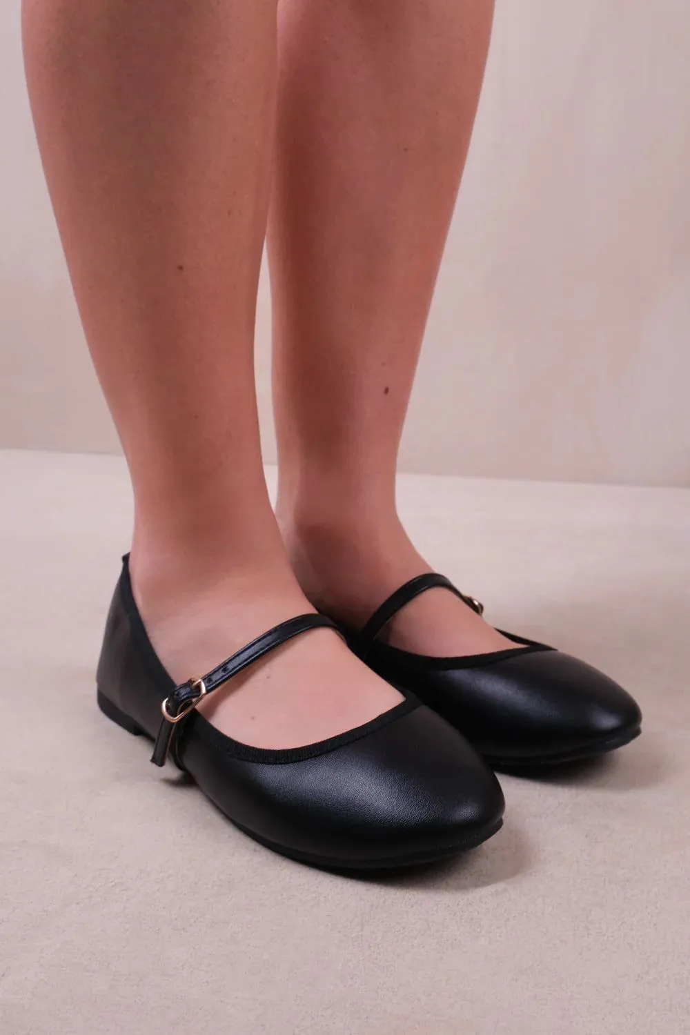 'Josie' Wide Fit Ballerina Flats With Strap Detail
