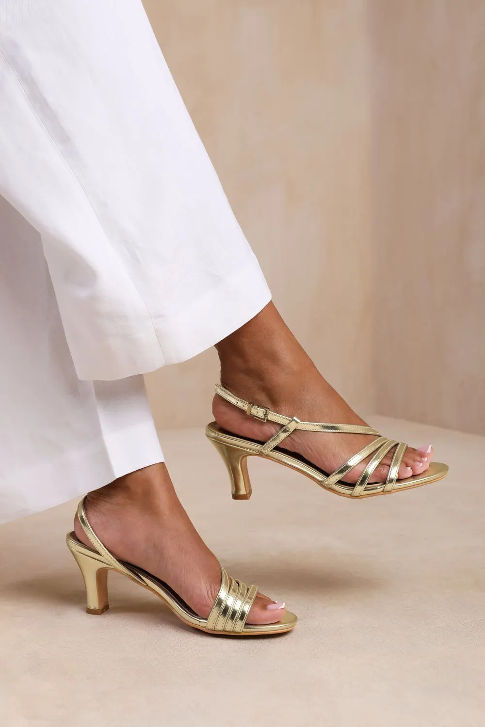 'Mykonos' Wide Fit Mutli Strap Slingback Low Block Heel