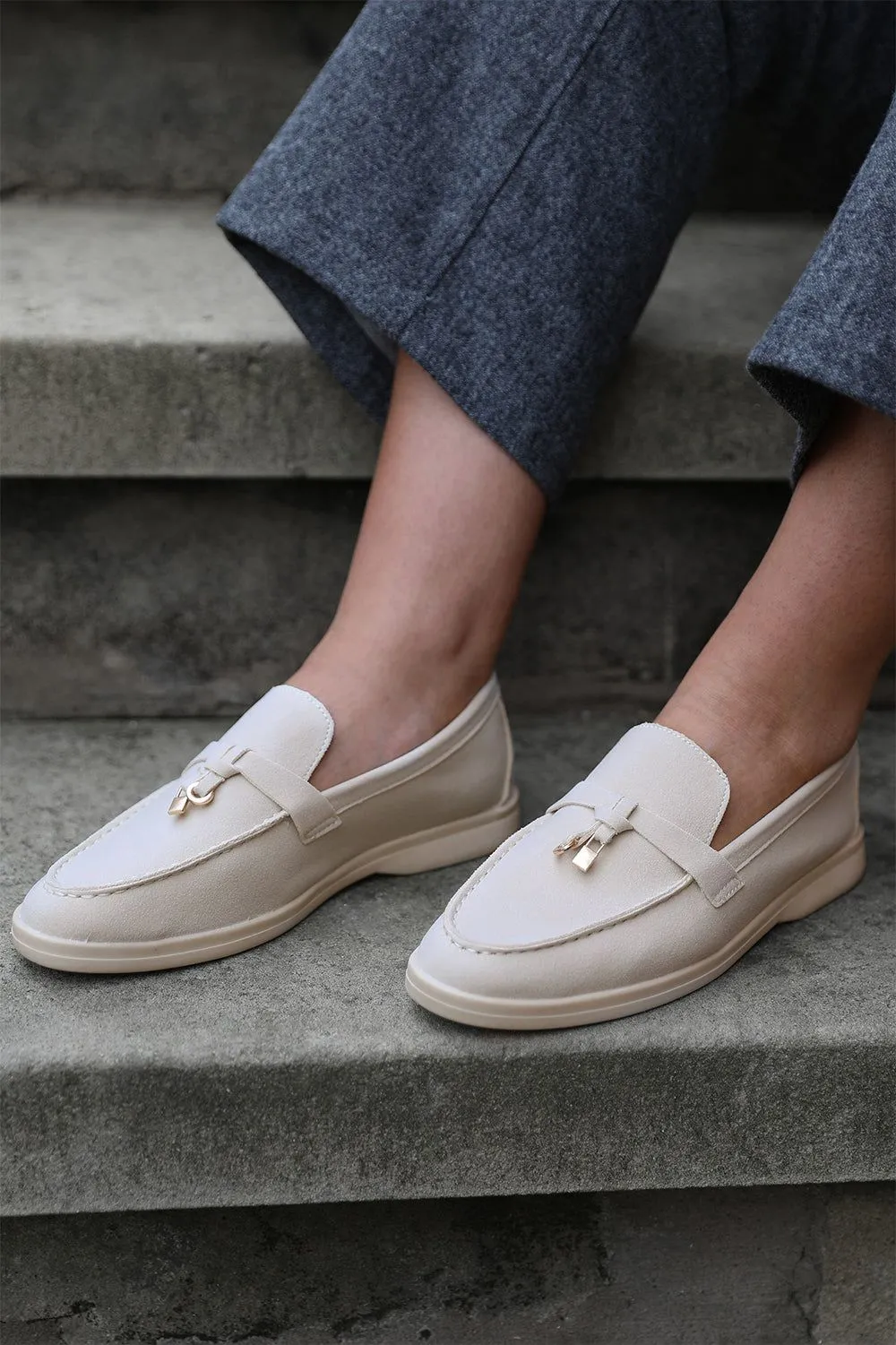 'Pegasus' Wide Fit Slip On Trim Loafers With Accessory Detailing