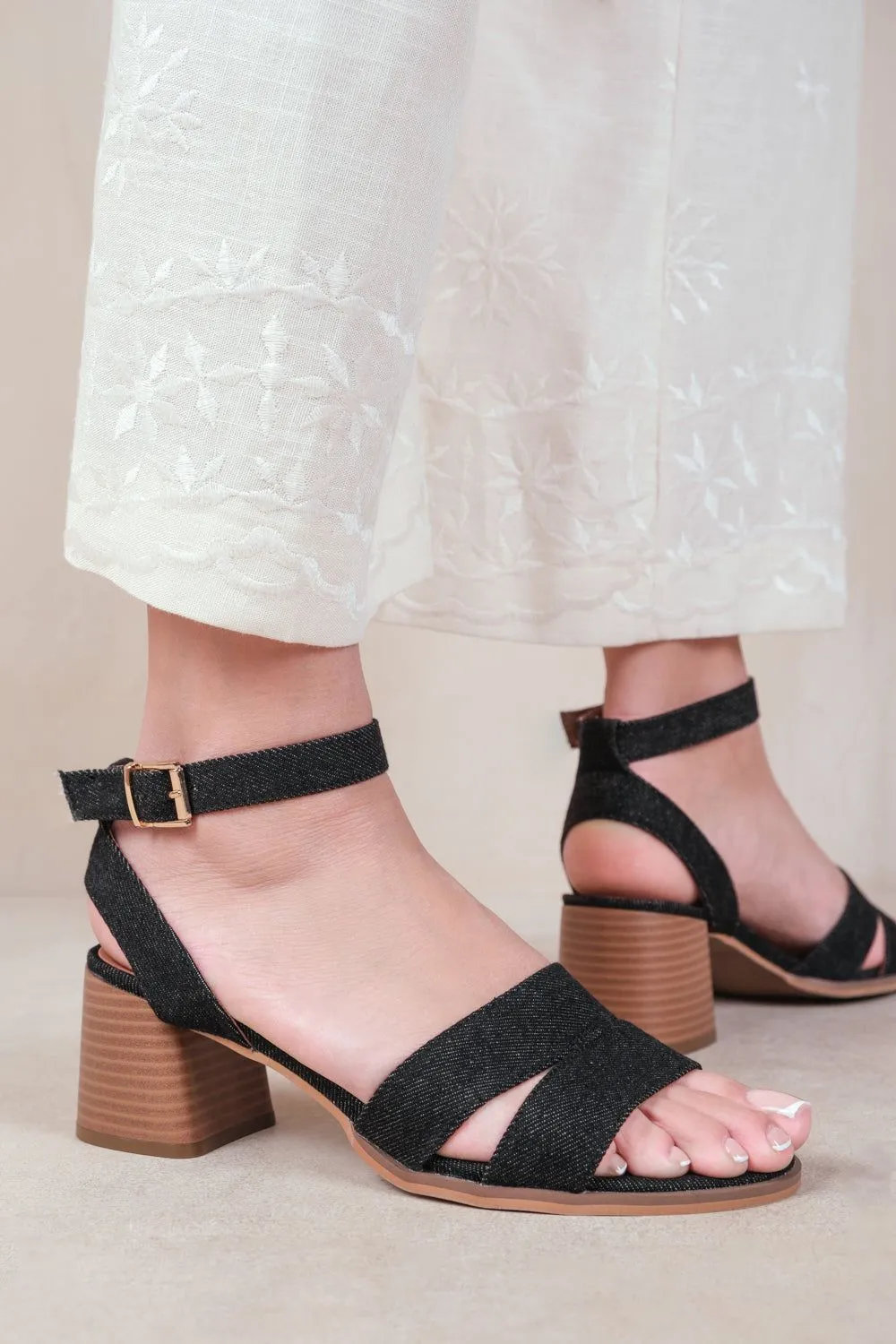 'Mona' Statement Platform Strappy Block High Heels