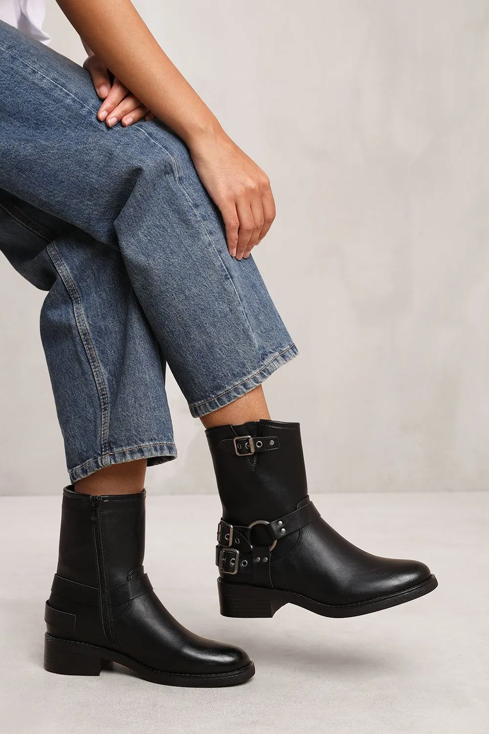 'Micah' Ankle Boot With Buckle Detailing
