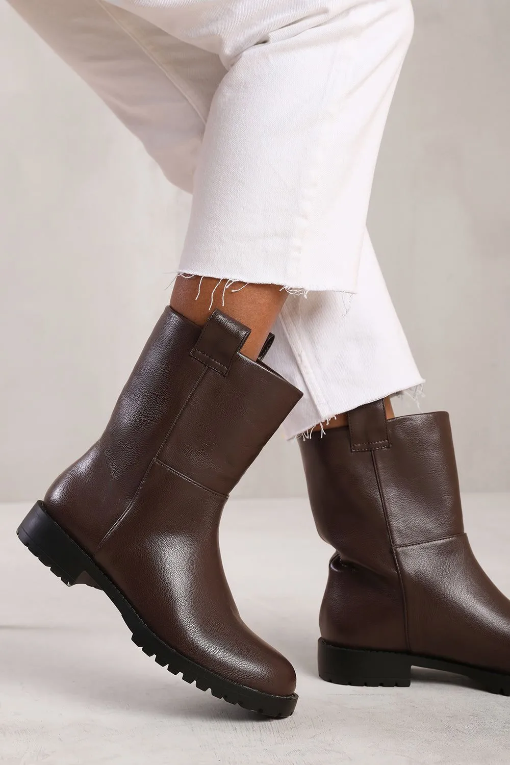 'Winter' Wide Fit Mid Calf Boot With Stitching Detail