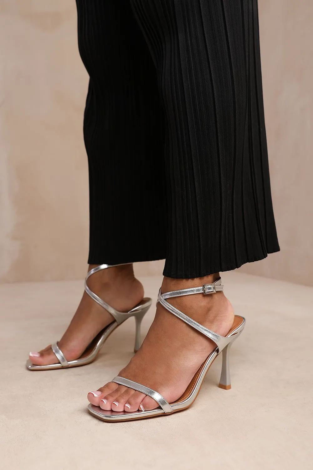 'Milena' Wide Fit Cross Over Strap Barely There High Heels