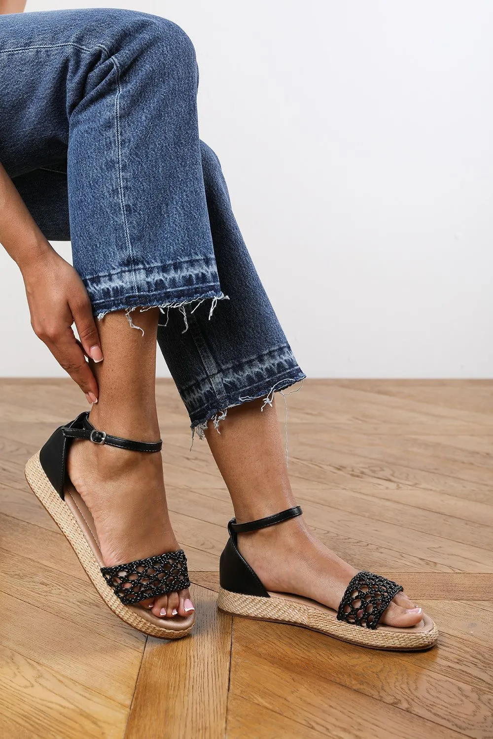 'Desiree' Handwoven Flatform Espadrille Sandal