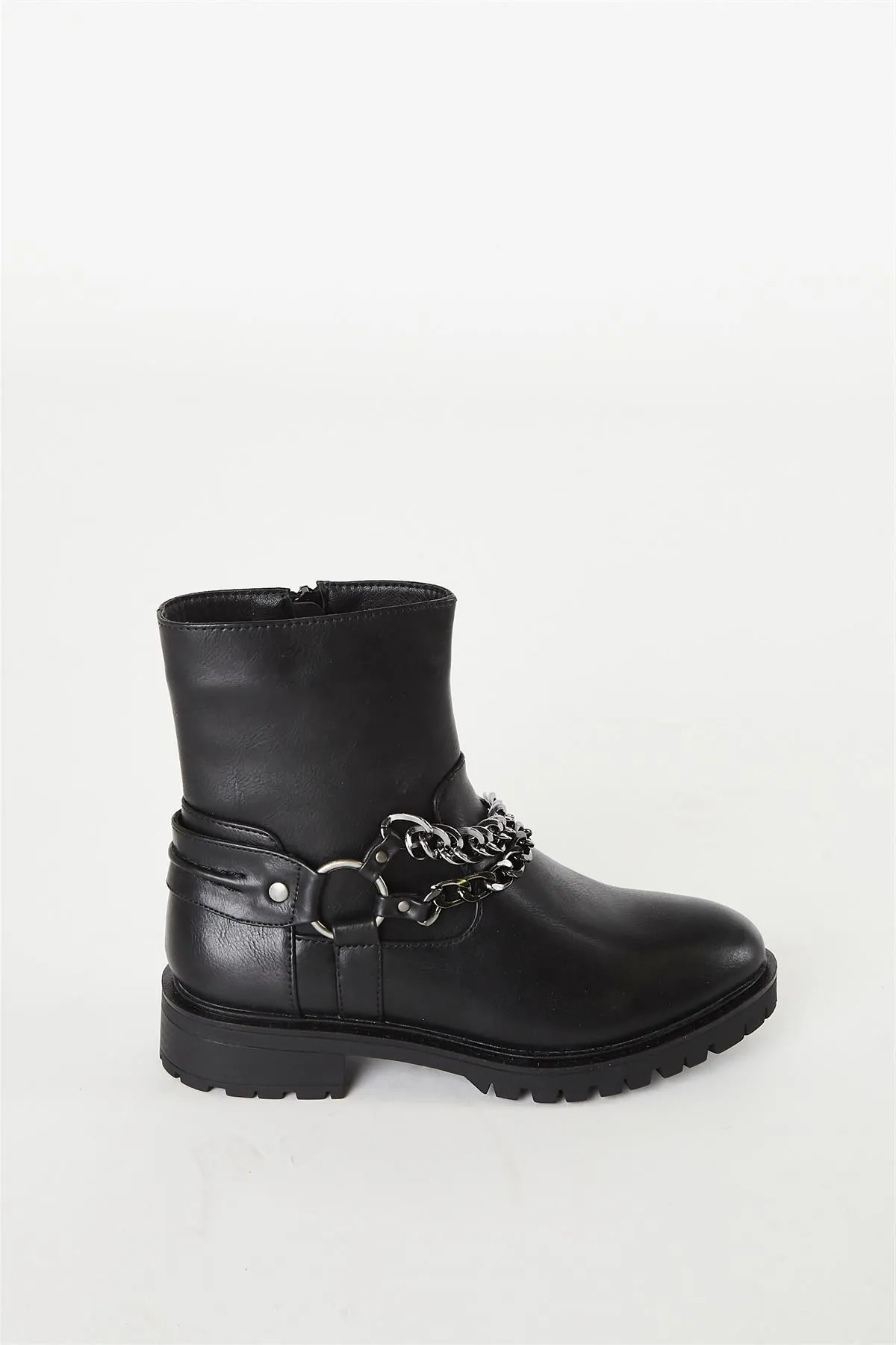 Black Chain Ankle Boot