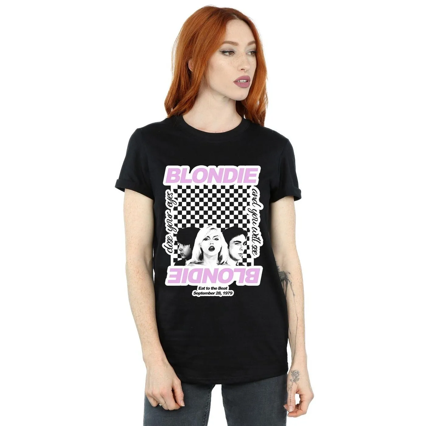 Checked Eat To The Beat Cotton Boyfriend T-Shirt