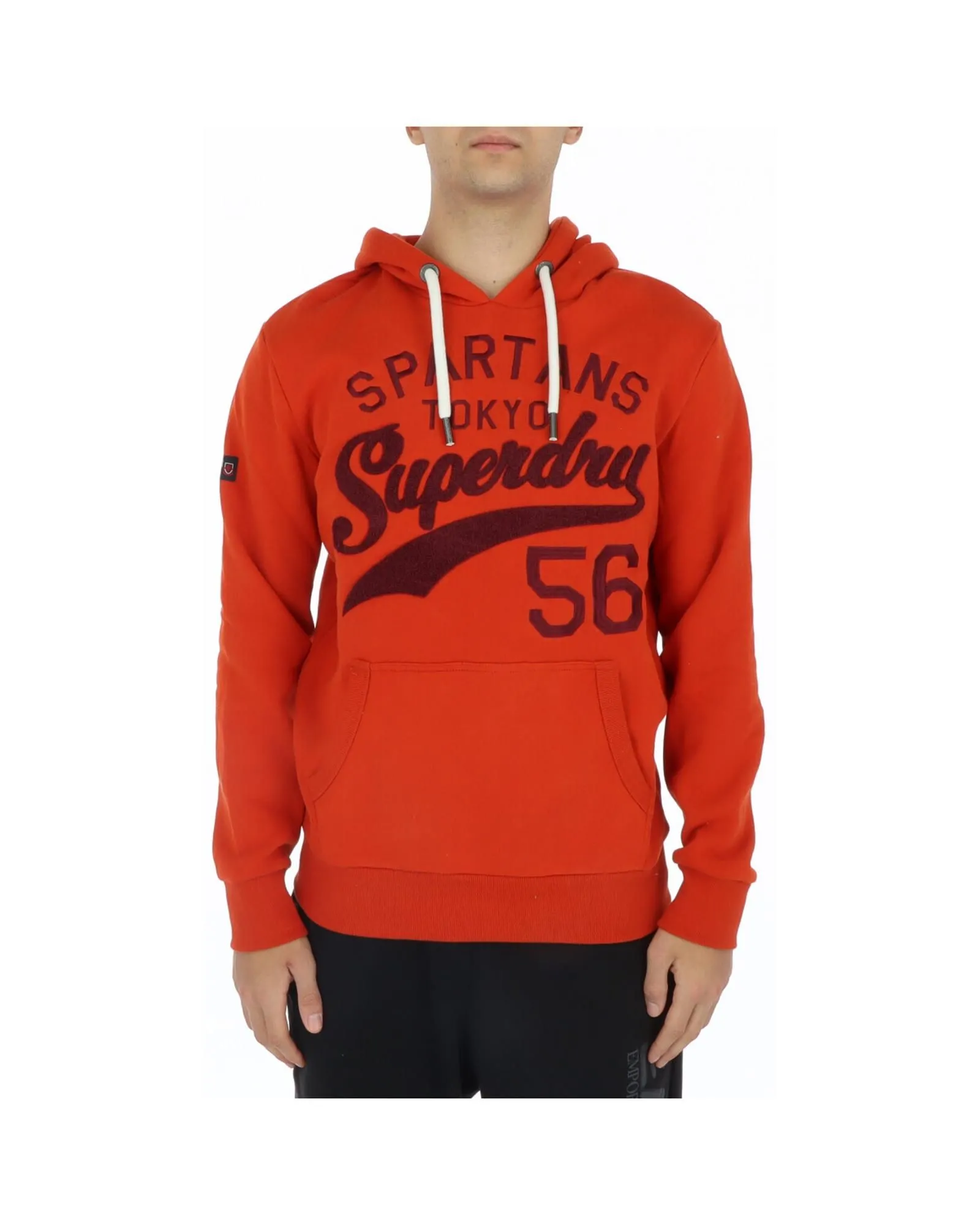Orange Print Hooded Sweatshirt