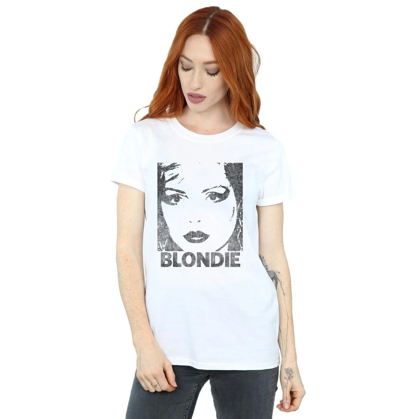 Text Face Cotton Boyfriend T-Shirt