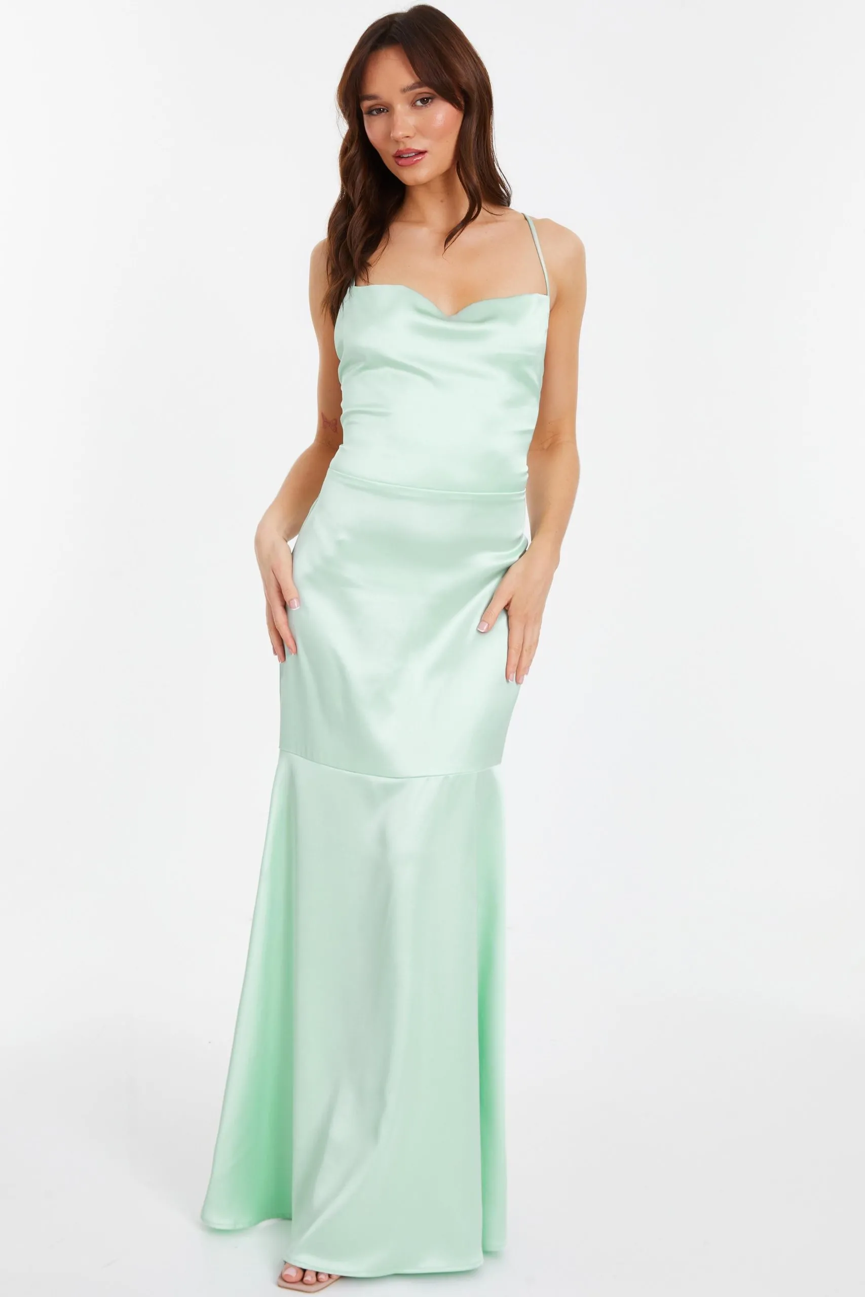 Satin Cross Back Maxi Dress