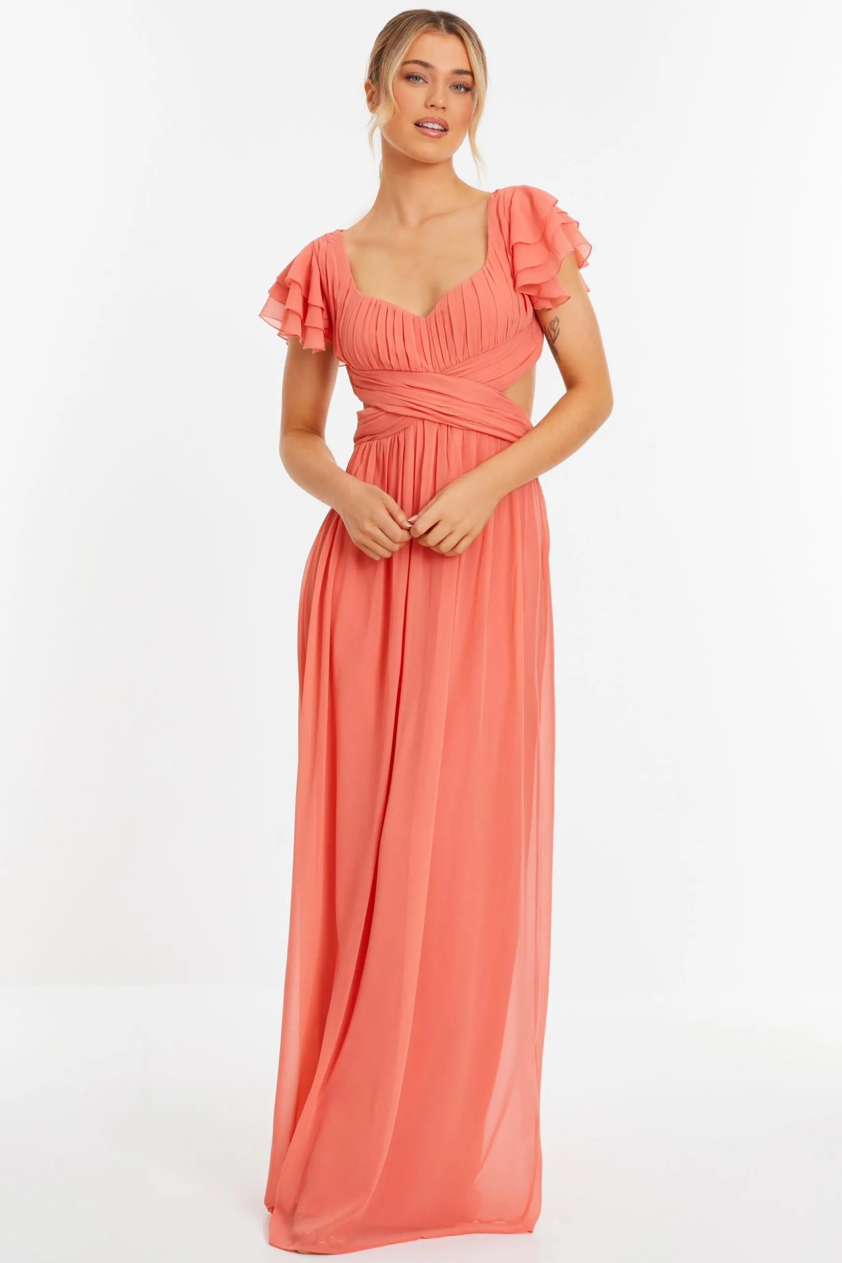 Orange Chiffon Backless Maxi dress