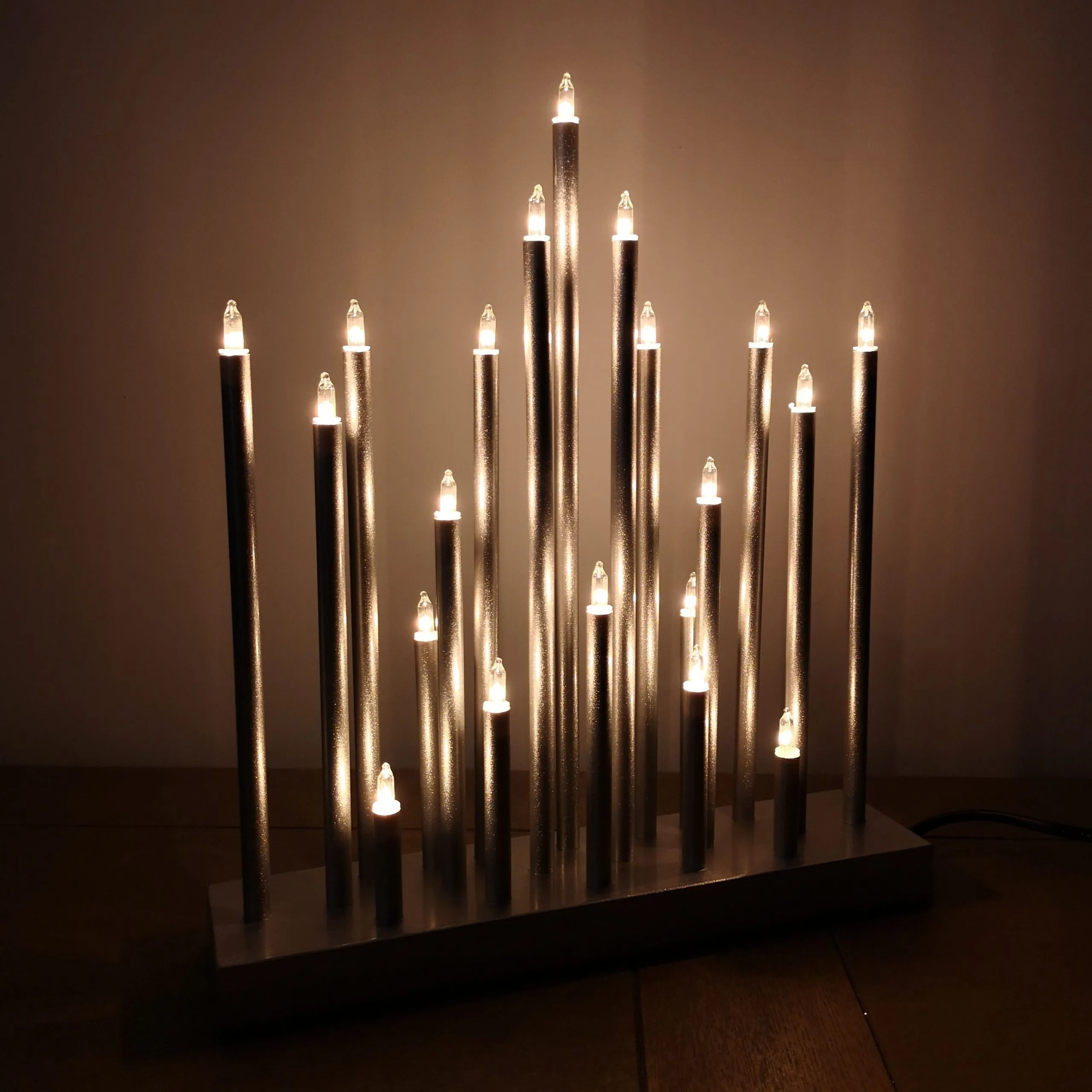 33cm Premier Christmas Candle Bridge Star Shaped with 20 LEDs In Silver Mains Power