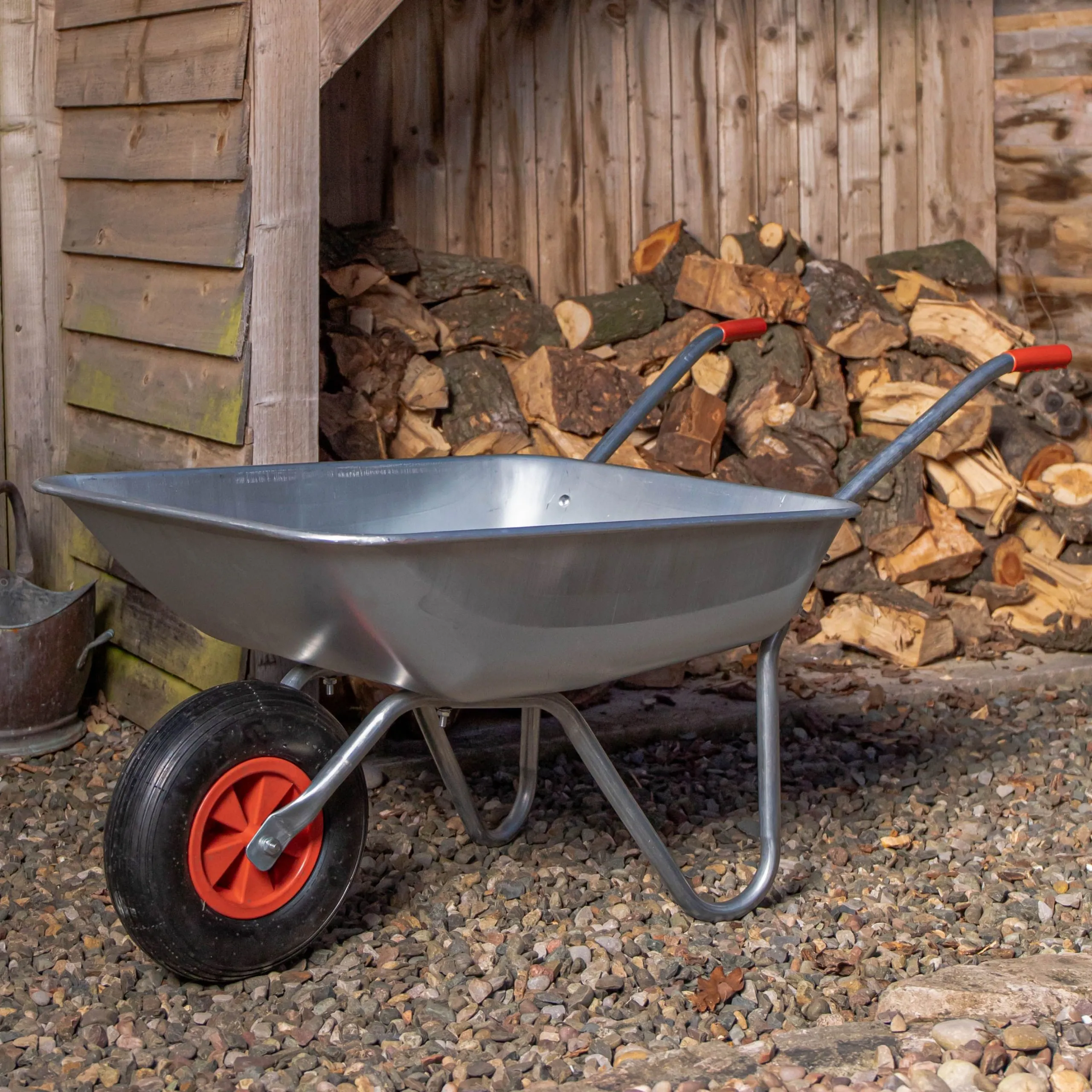 Samuel ALEXANDER 65 Litre 60kg Capacity Galvanised Metal Garden Cart Wheelbarrow - Heavy Duty Garden Wheelbarrows with Pneumatic Tyre