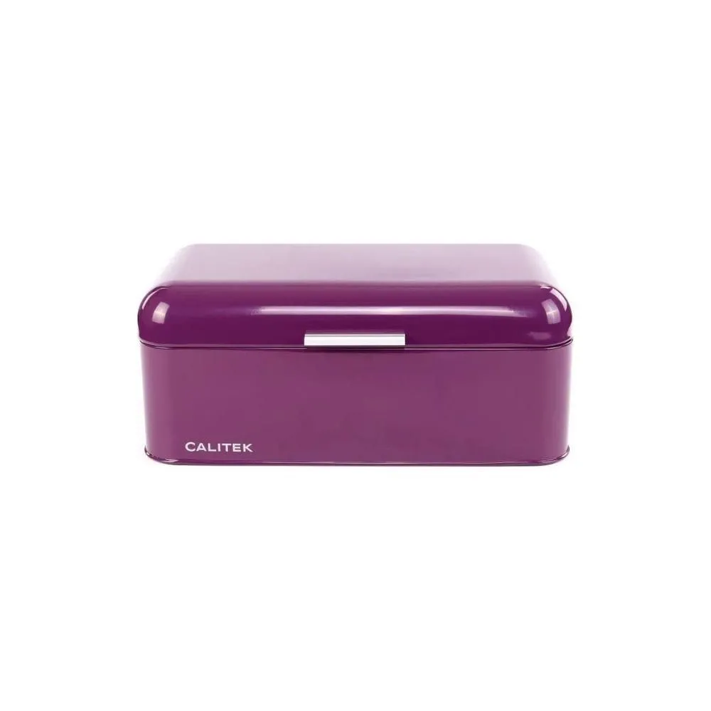 CALITEK Bread Bin Kitchen Counter Vintage Style Coated Carbon Steel Purple