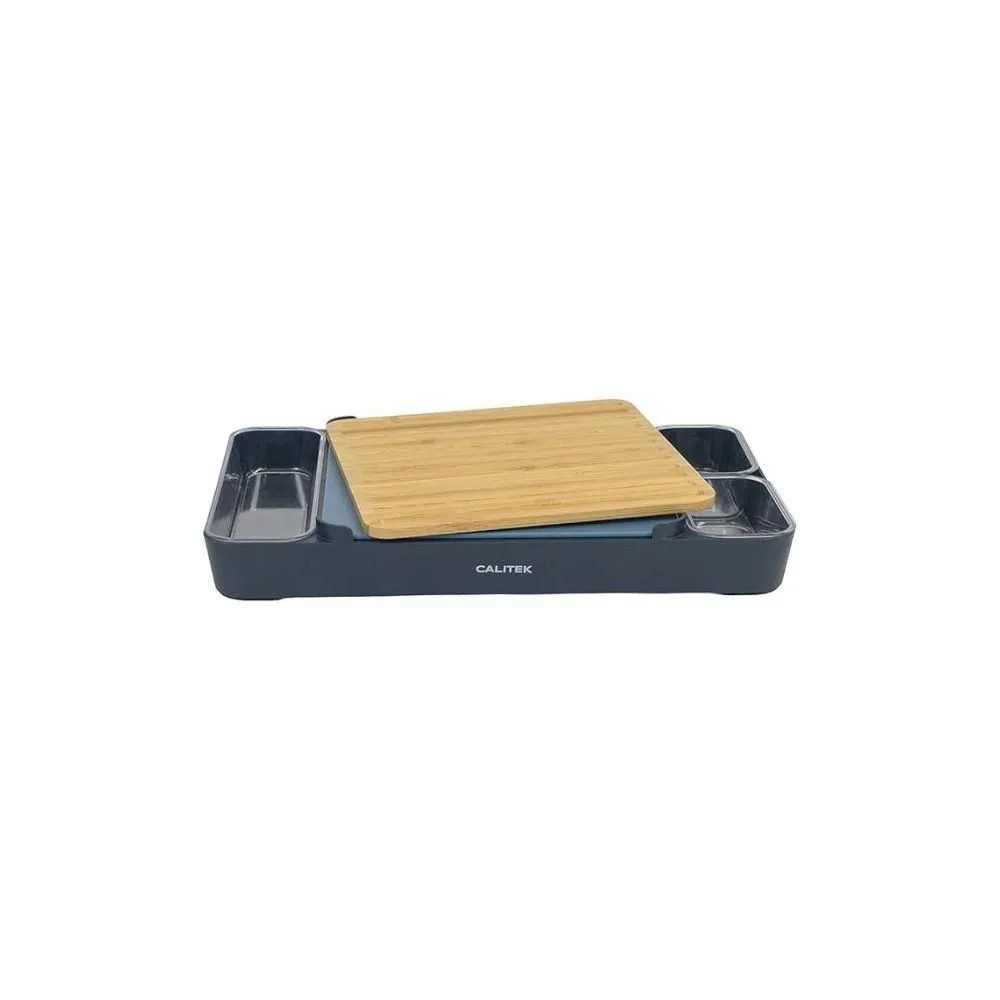 Chopping Board Set 1 Bamboo and 1 BPA Free Plastic Cutting Board Blue