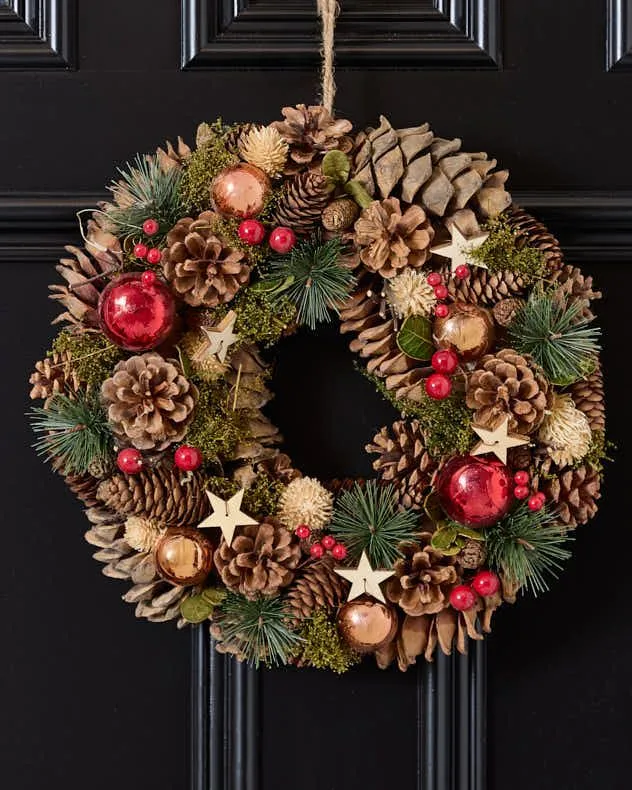 Baubles and Stars Xmas Summer Door Wreath Spring Wreath 36cm