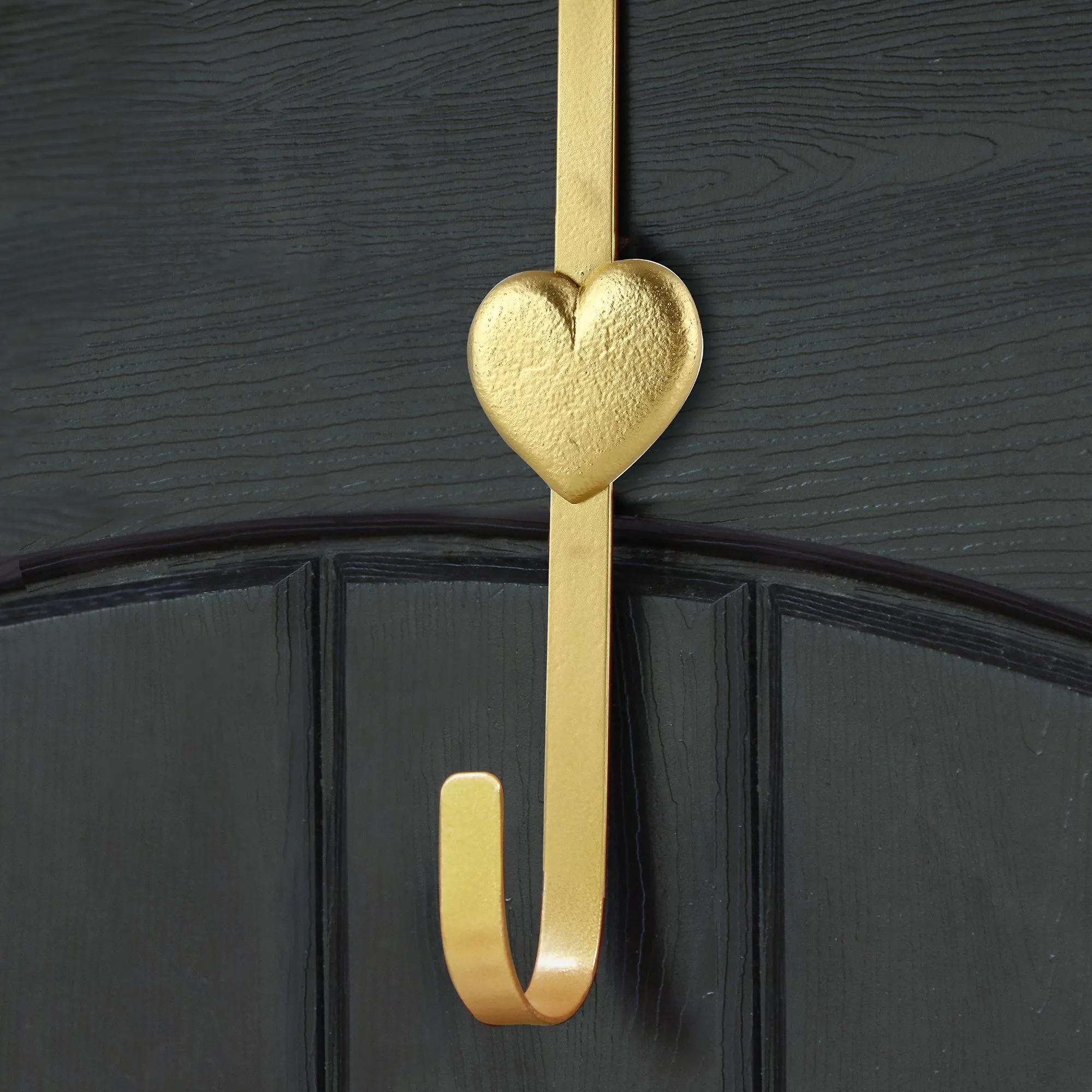 Brushed Gold Heart Over Door Christmas Decoration Wreath Hanger Hook