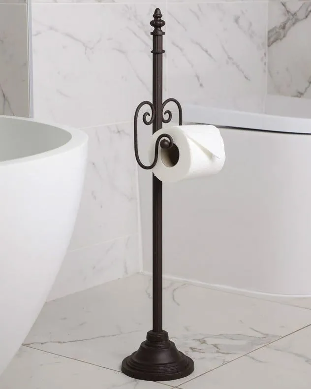 Vintage Style Ornate Scrolled Antique Toilet Paper Holder Freestanding Bathroom Toilet Roll Holder