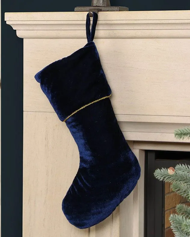 Set of 4 Blue Knightsbridge Velvet Xmas Gift Decoration Christmas Stocking