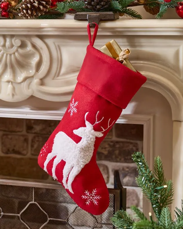 Set of 4 Red Reindeer Xmas Gift Decoration Christmas Stocking