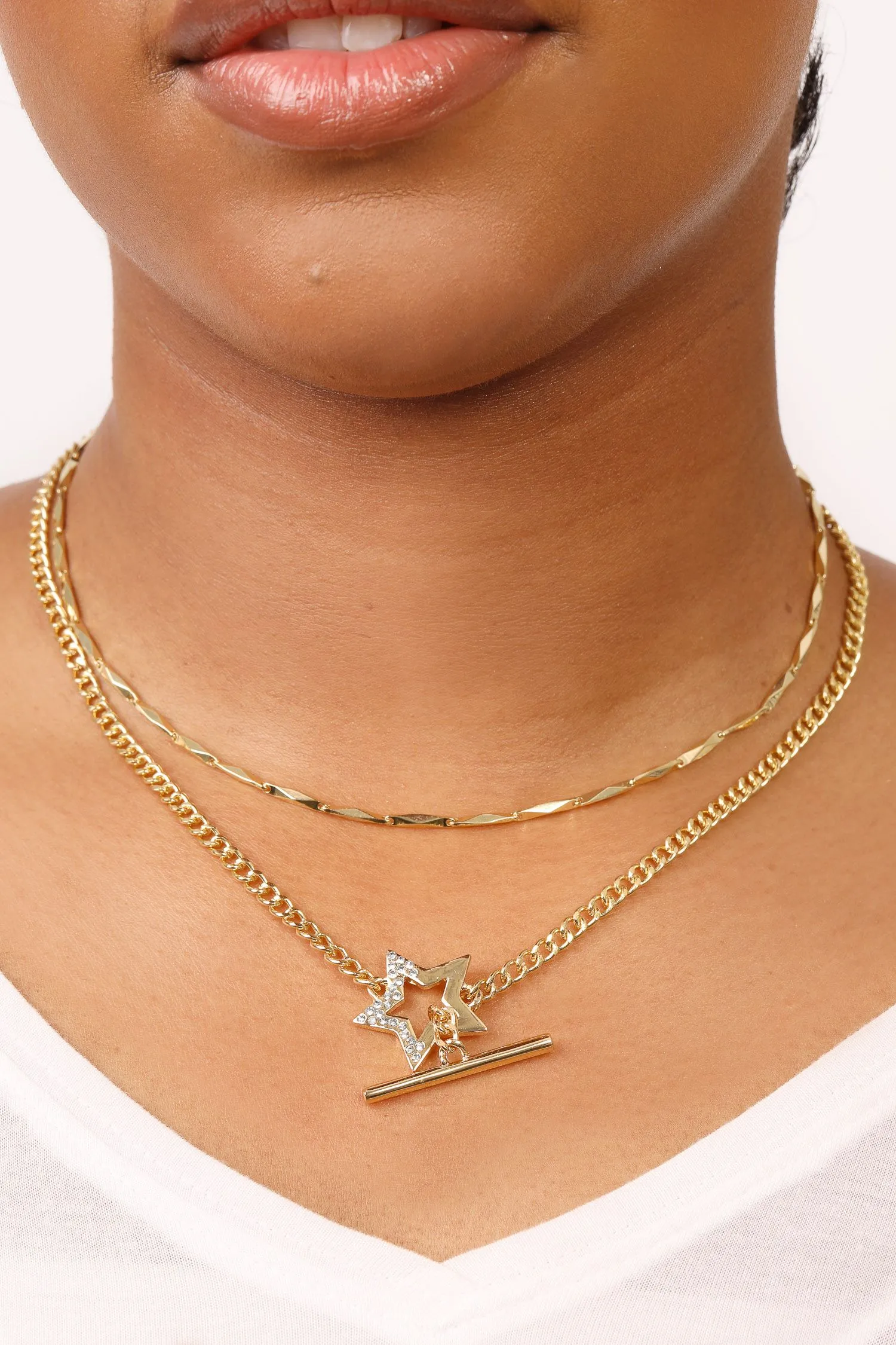 Gold 'Super Star' Pavé Layered Necklace