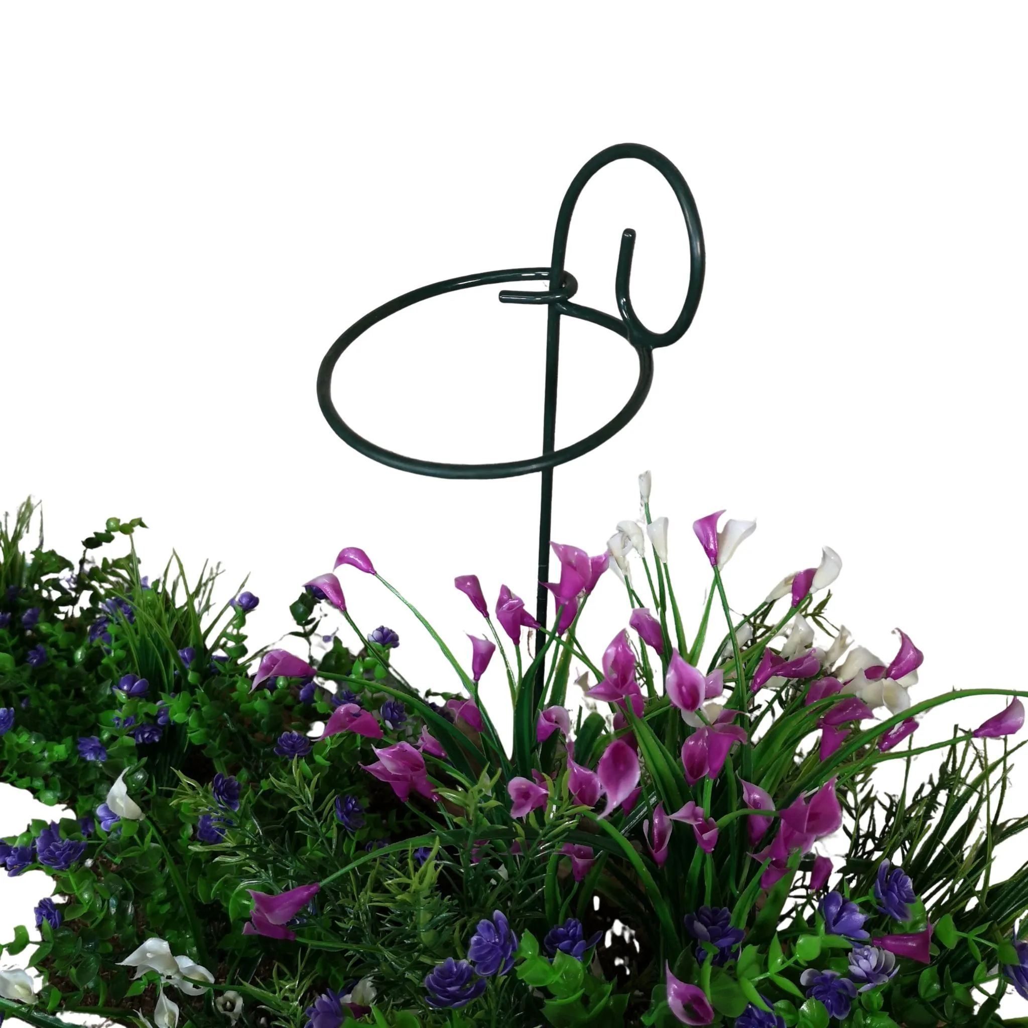 Pack of 6 Tom Chambers Urban Metal Herbaceous Garden Green Single Stem Plant Support Rings 12cm x 38cm