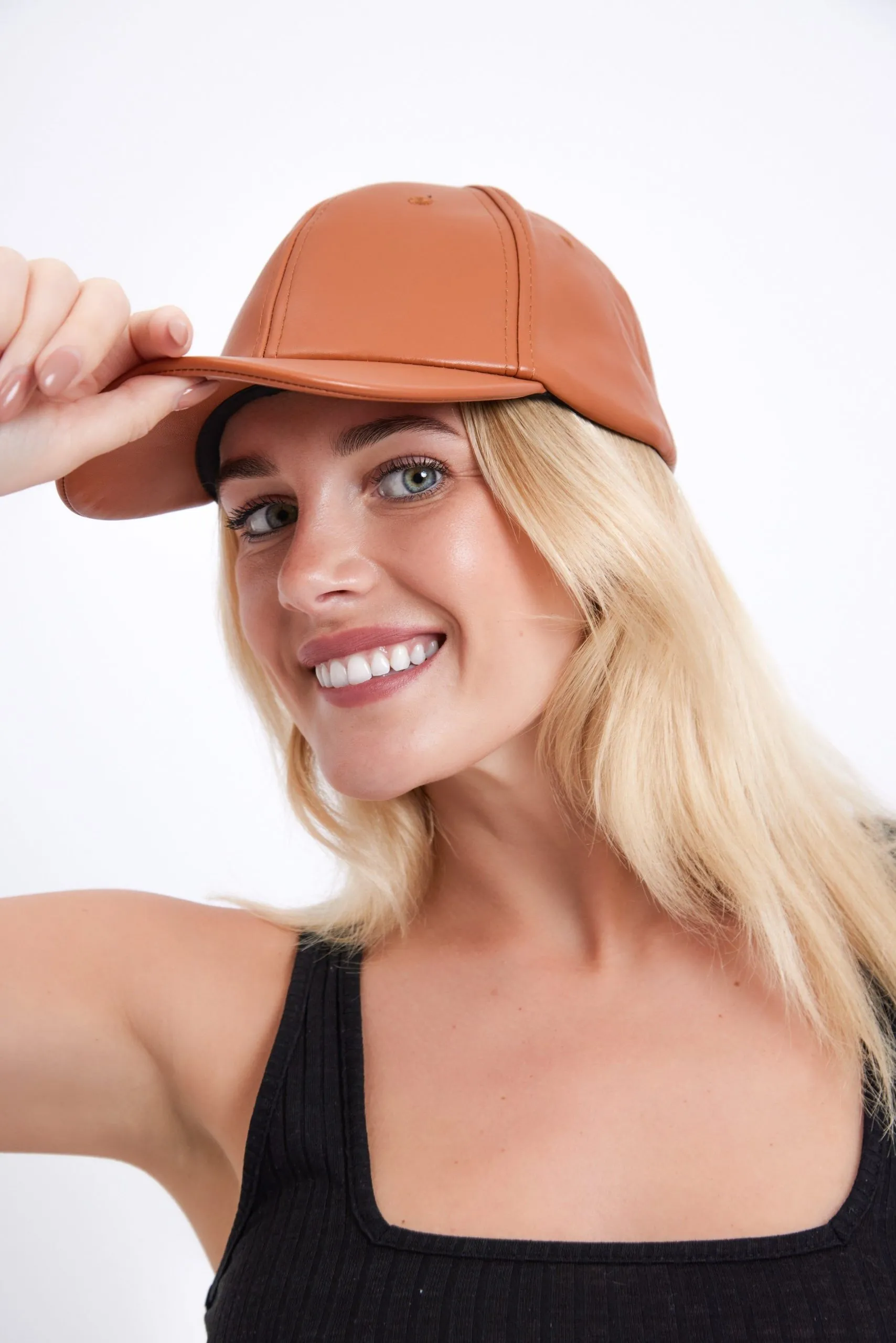 Faux Leather Baseball Cap