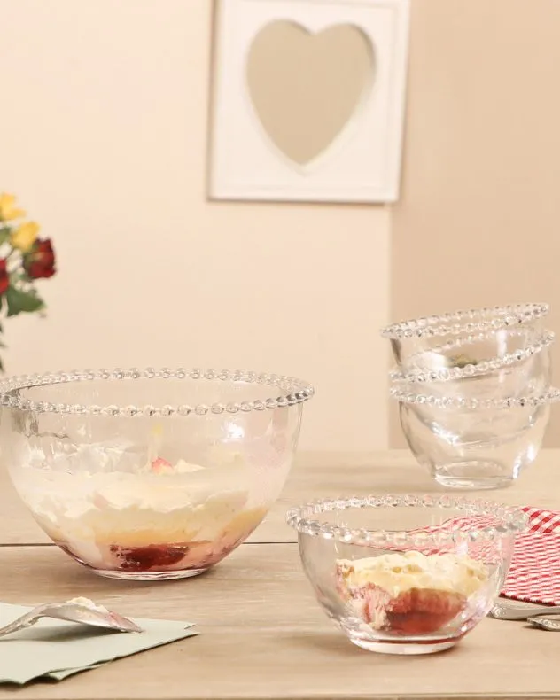 Traditional Bella Perle Glassware Trifle and Kitchen Baking Serving Dessert Bowl Set Gift Idea