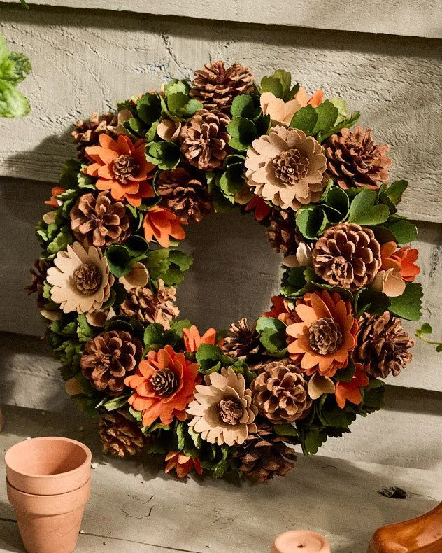 Wooden Sunflower Xmas Summer Door Wreath Spring Wreath 35cm