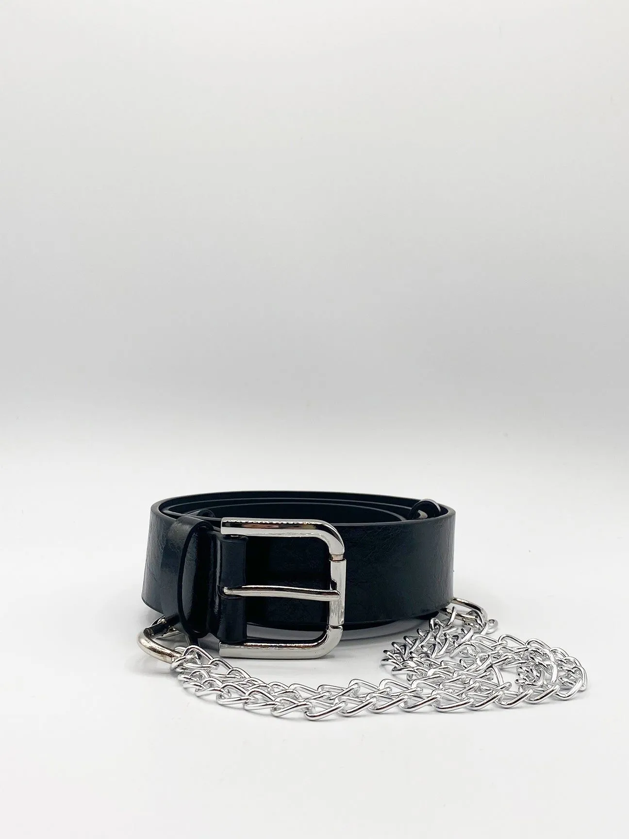 PU Leather Belt With Chain Detail