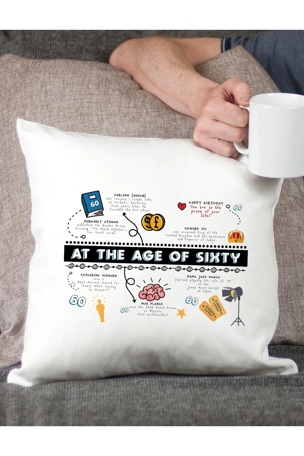 60th Birthday Fun Facts Cushion Gift