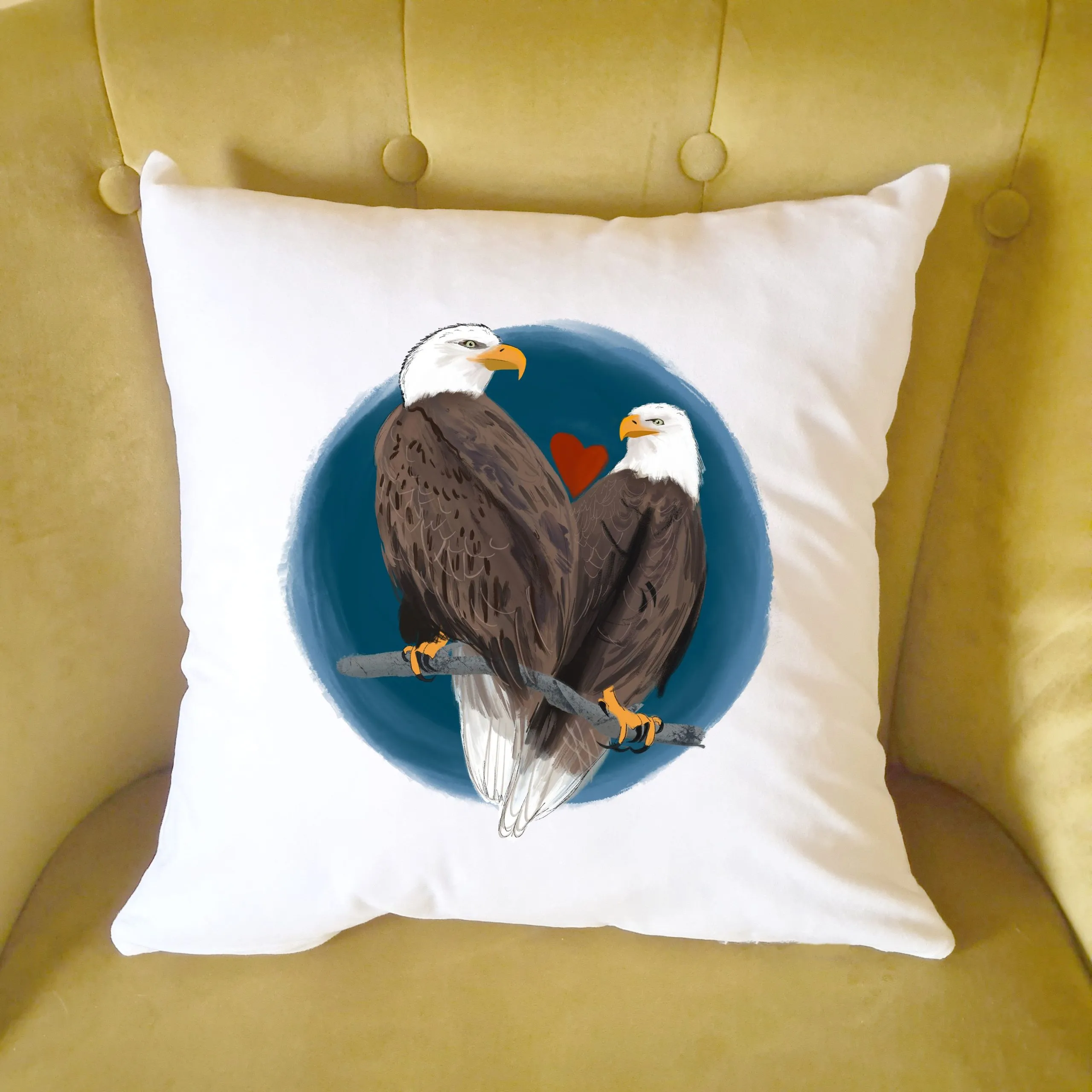 Mates for Life Gift for Couples Bald Eagles Love Cushion - Anniversary, Wedding Gift